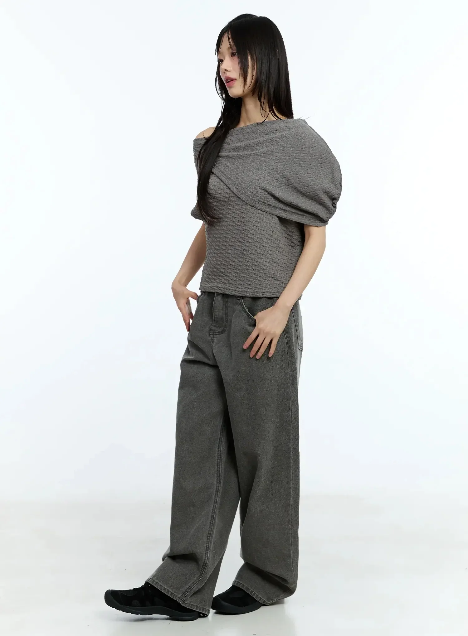 Asymmetric One-Shoulder Loose-Fit Top IU525 - Image 7