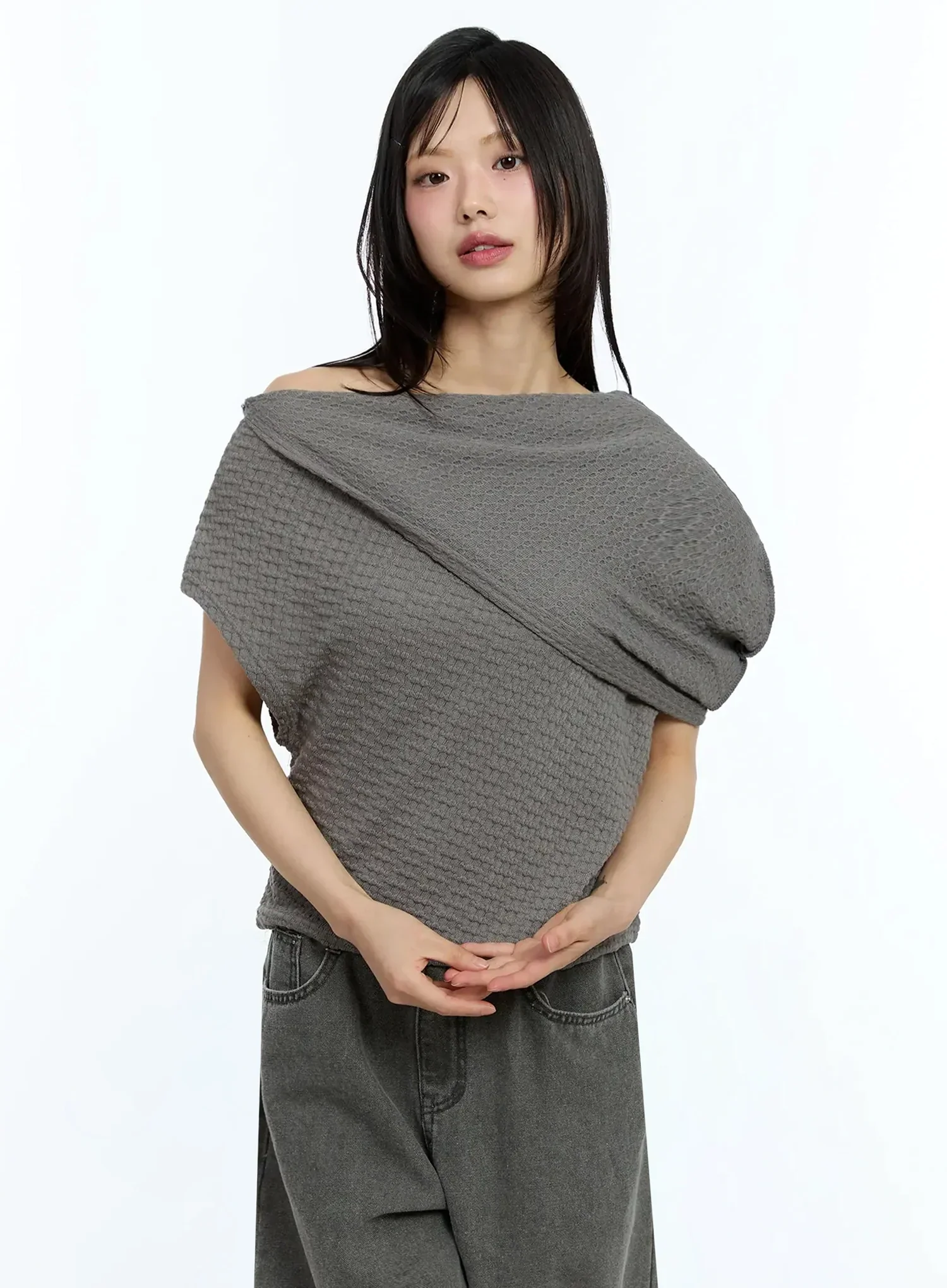 Asymmetric One-Shoulder Loose-Fit Top IU525 - Image 8