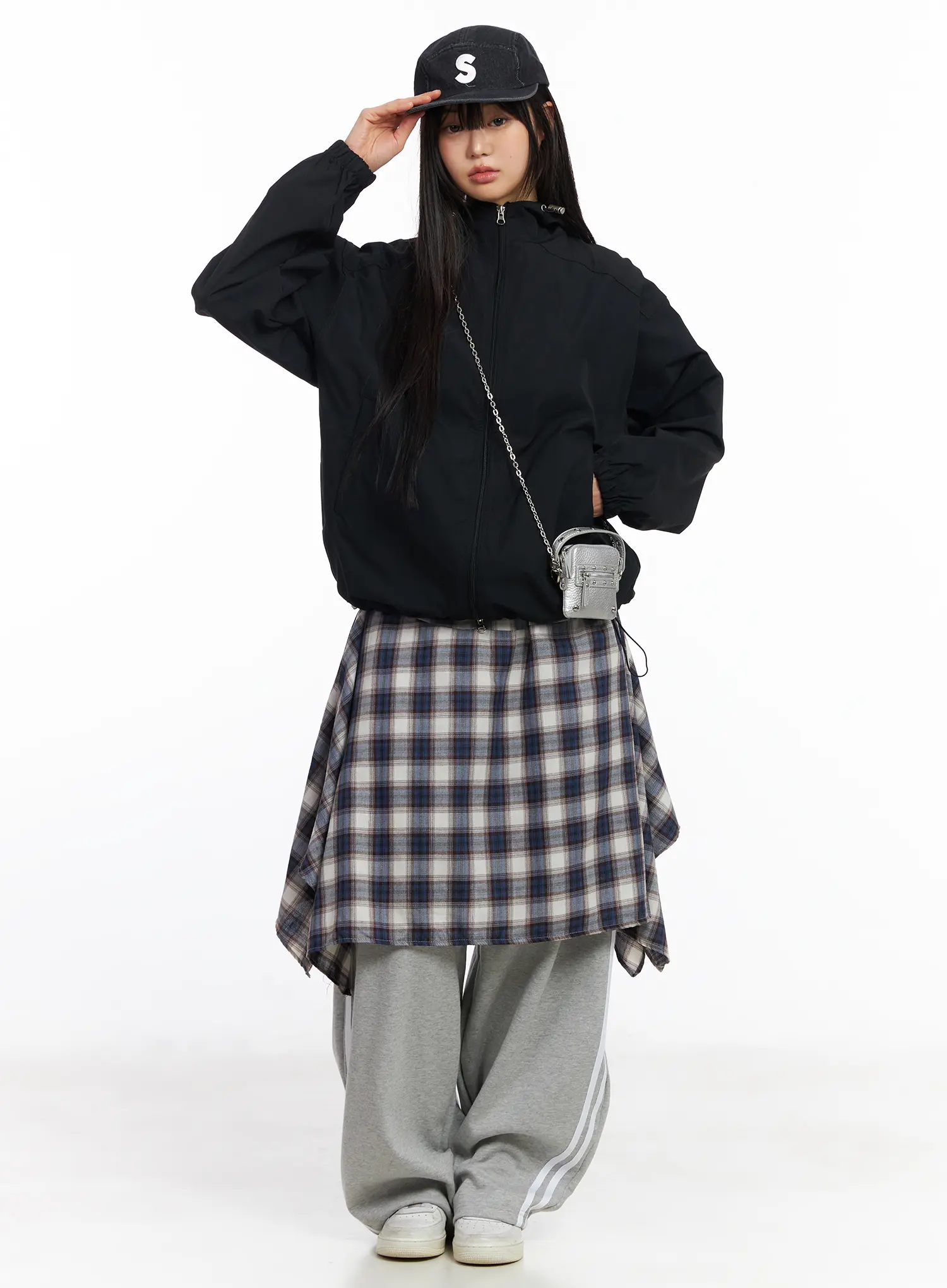 Asymmetric Plaid Midi Skirt CF506 - Image 16