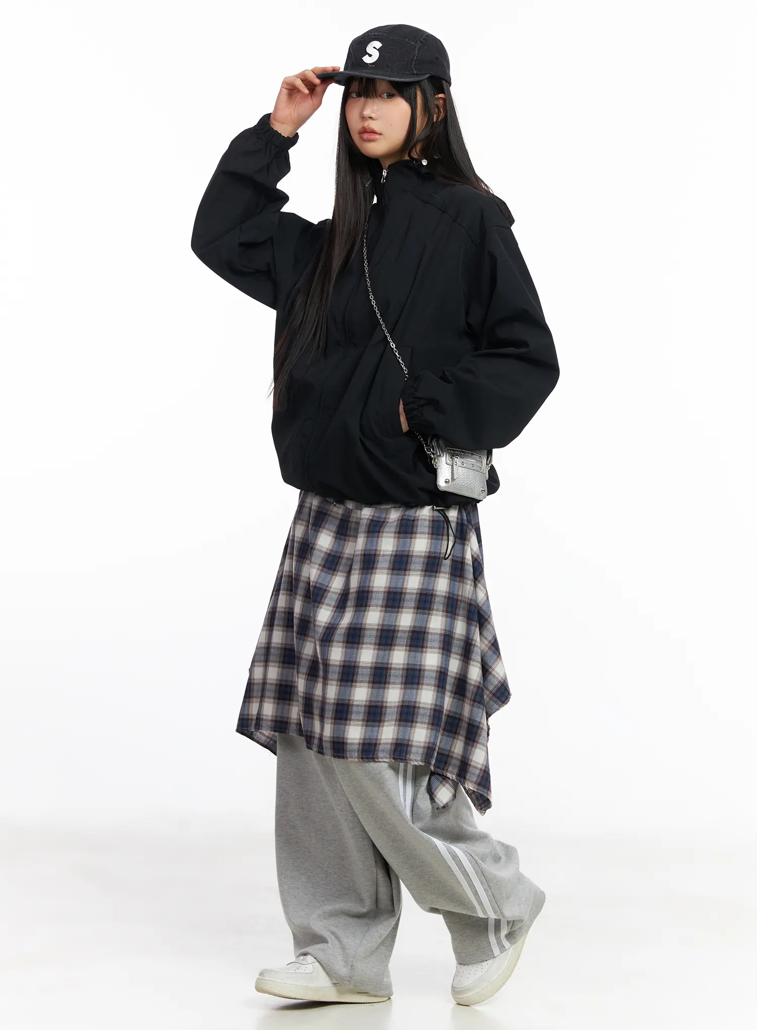 Asymmetric Plaid Midi Skirt CF506 - Image 4