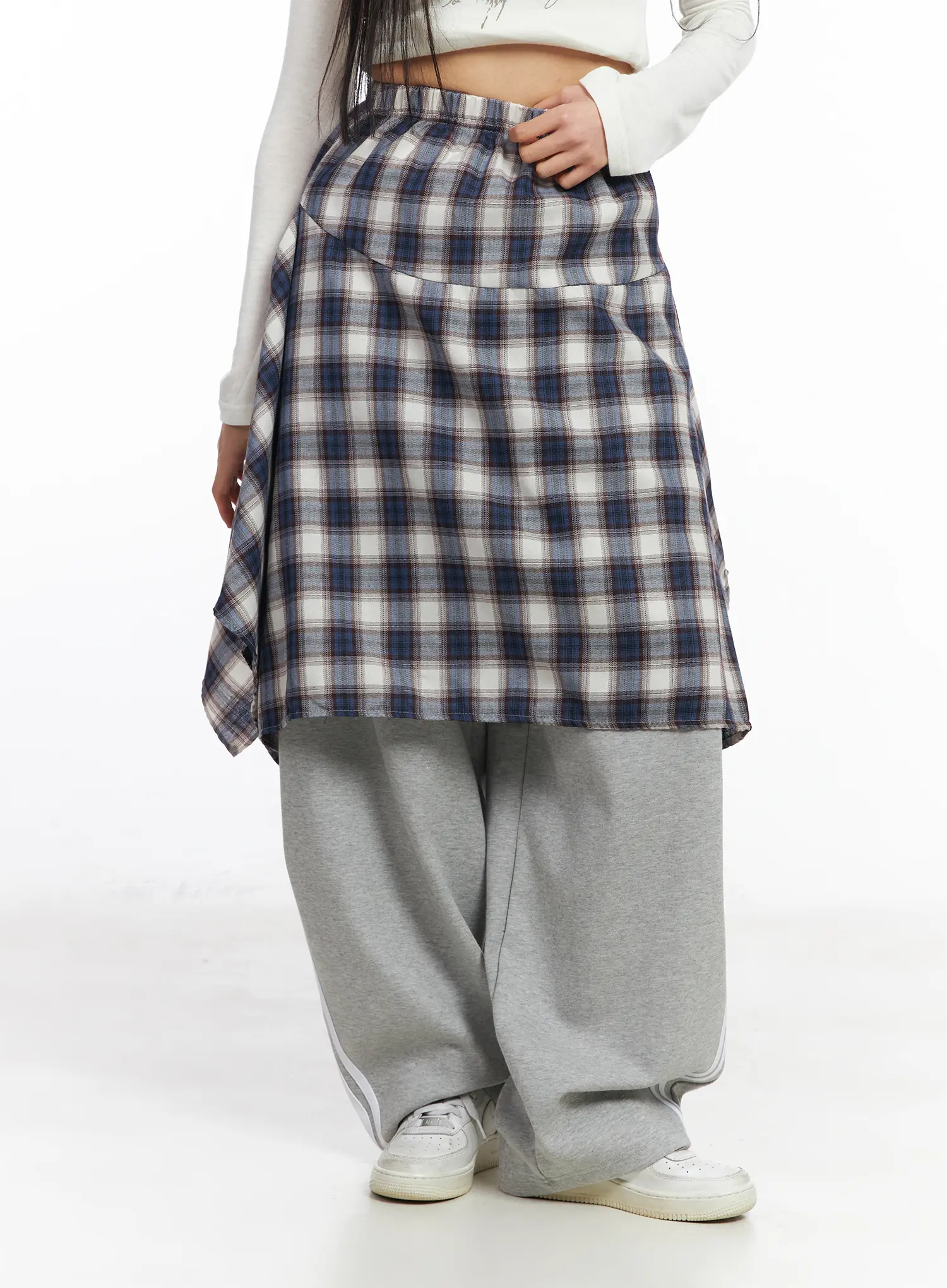 Asymmetric Plaid Midi Skirt CF506 - Image 5