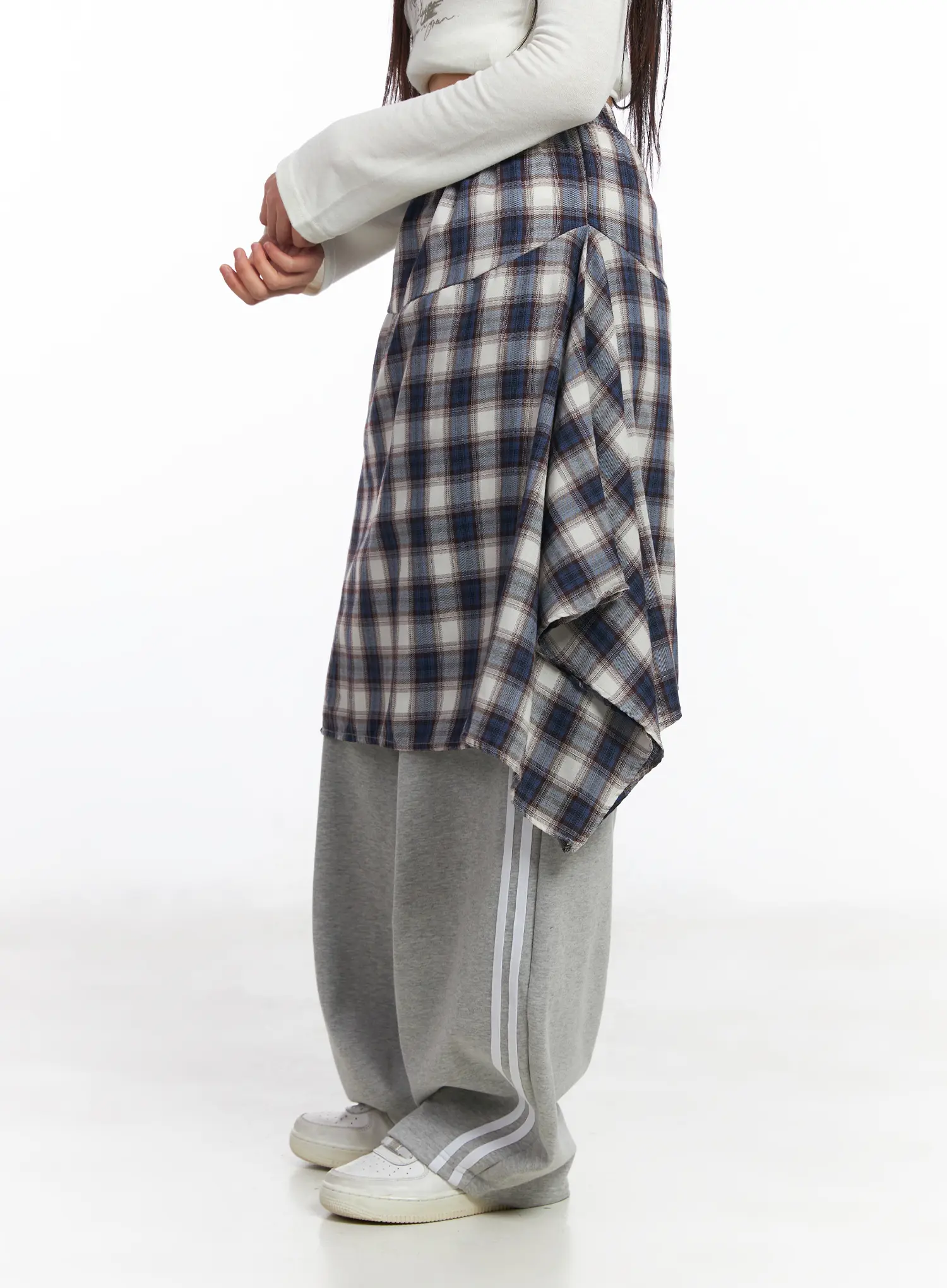 Asymmetric Plaid Midi Skirt CF506 - Image 7