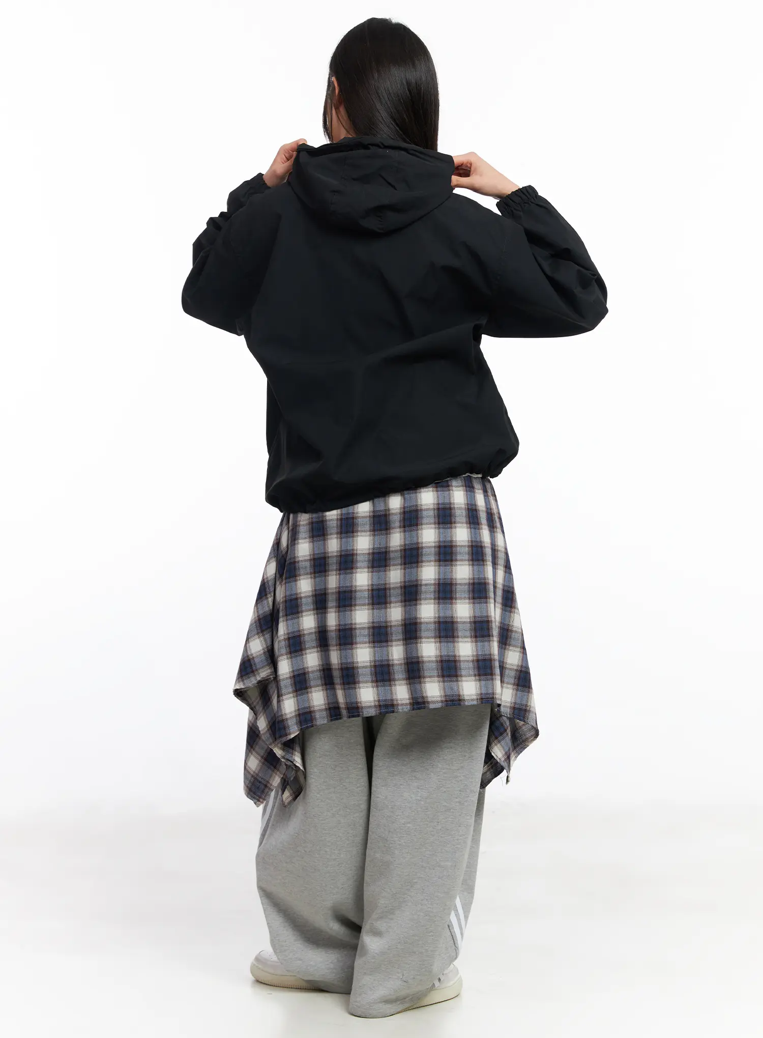 Asymmetric Plaid Midi Skirt CF506 - Image 8