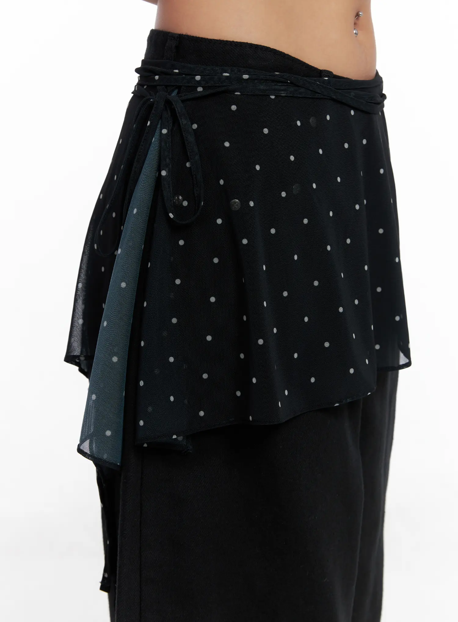 Asymmetric Polka Dot Mesh Wrap Mini Skirt CS524 - Image 3