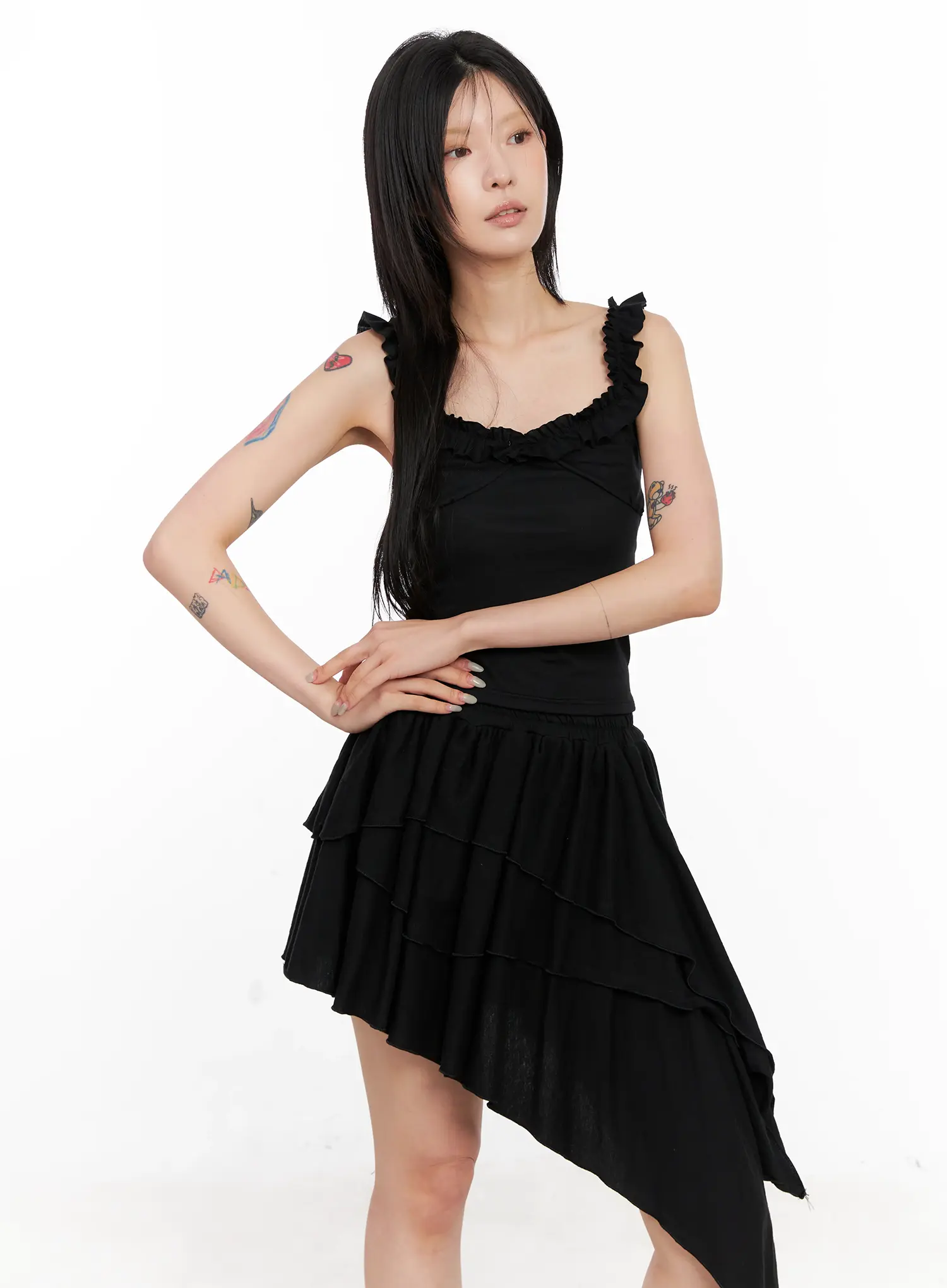 Asymmetric Ruffle Dress CL528 - Image 11