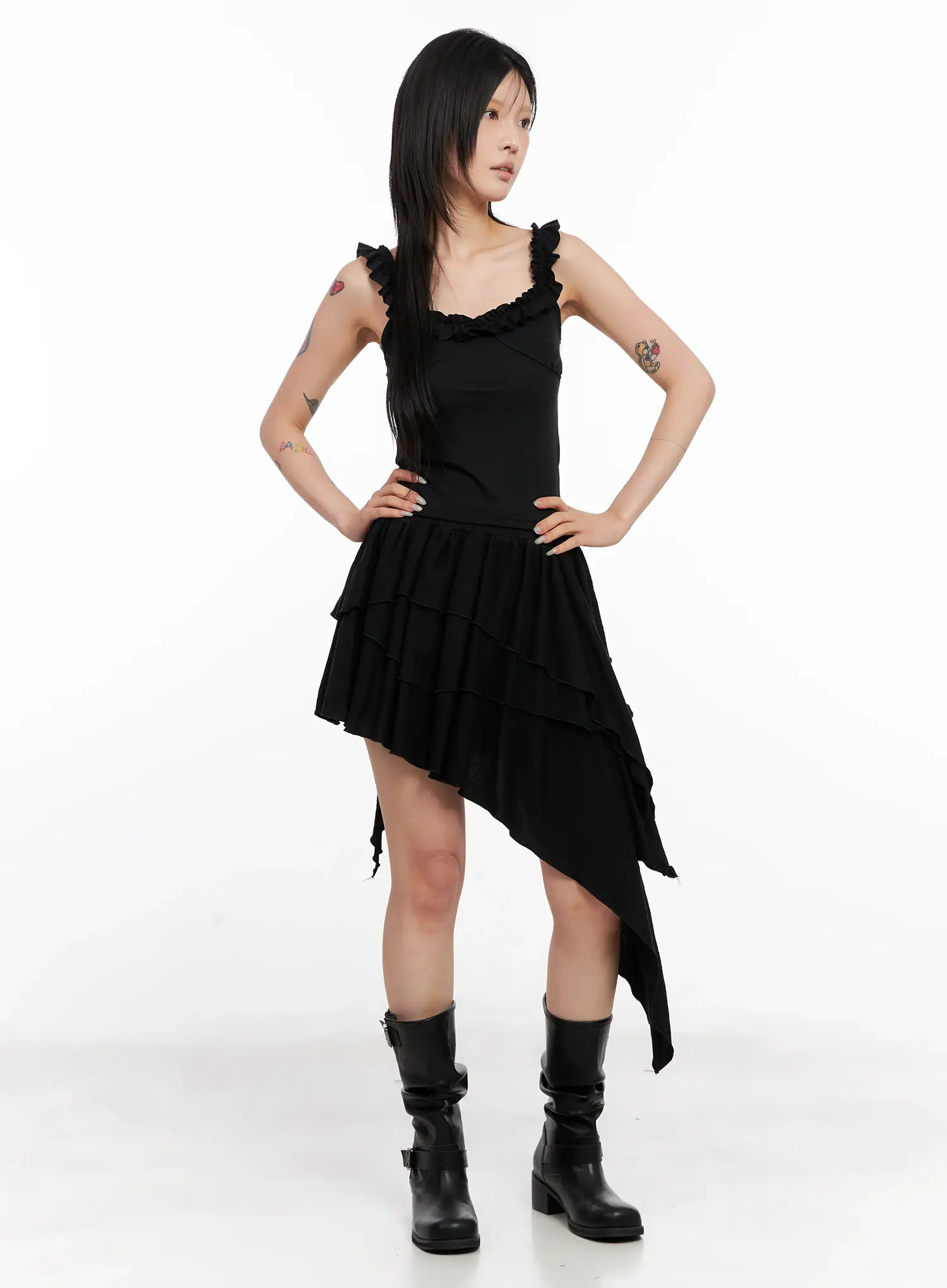 Asymmetric Ruffle Dress CL528 - Image 4