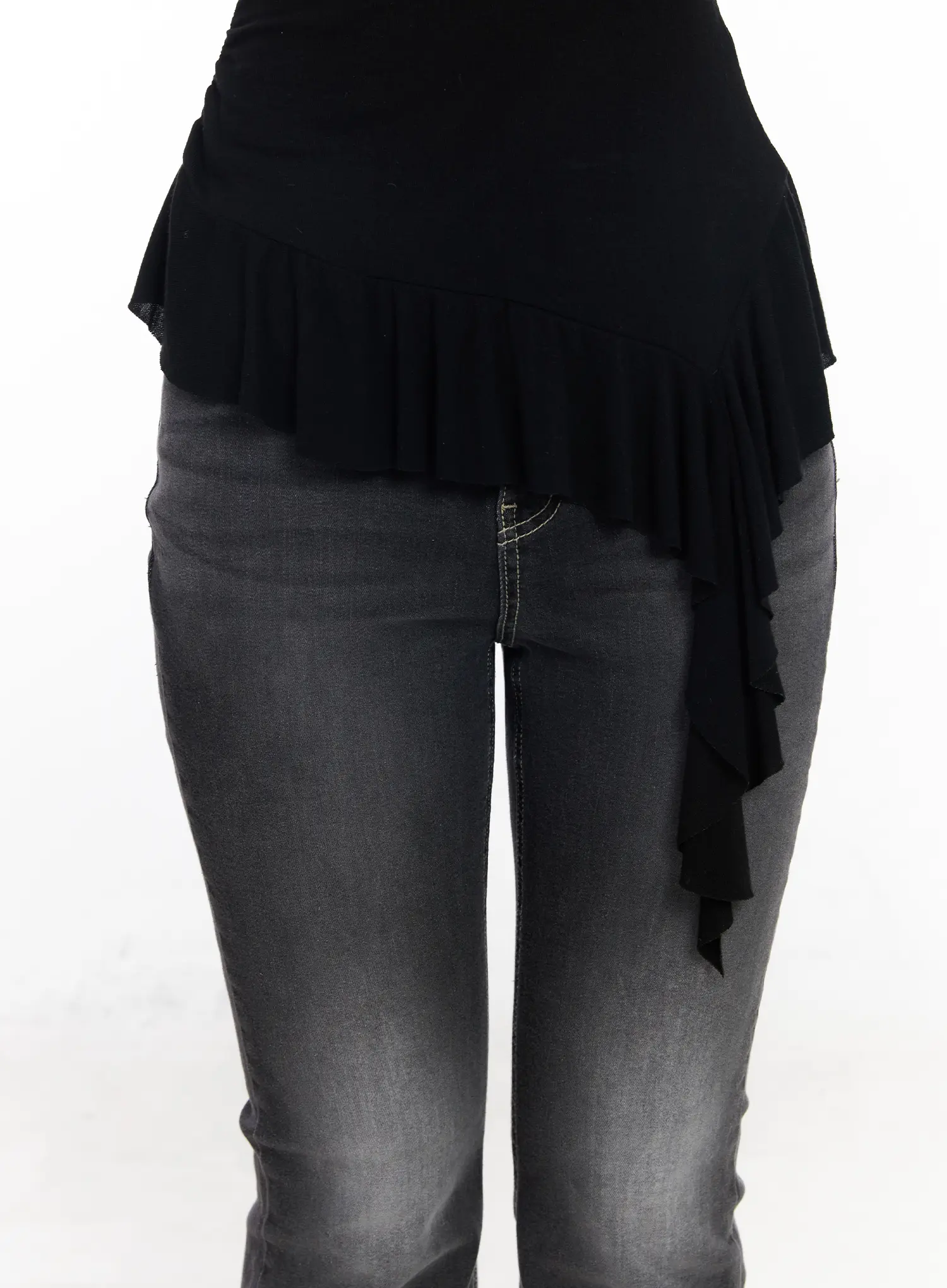 Asymmetric Ruffle Edge U-Neck Top CF527 - Image 4