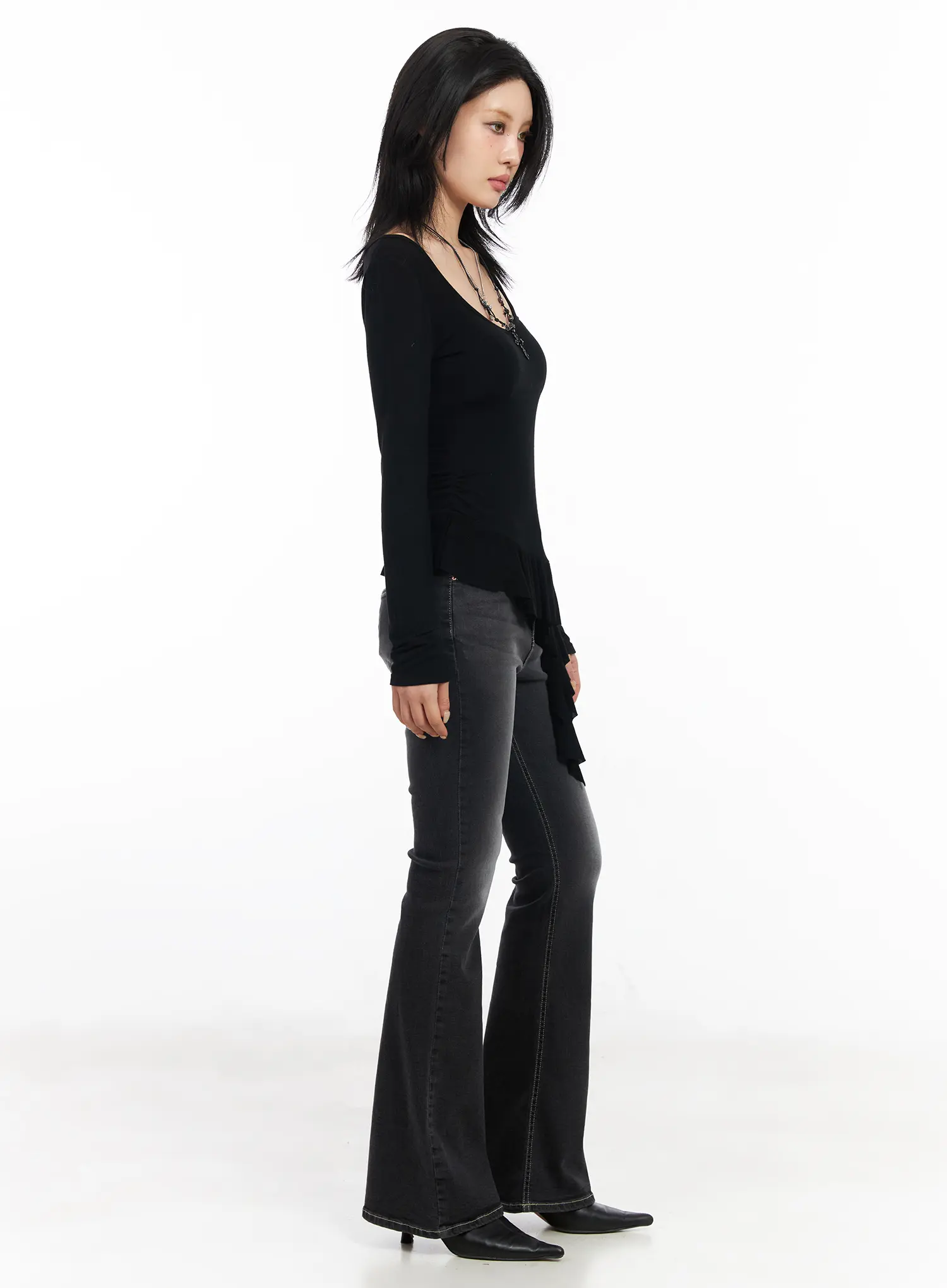 Asymmetric Ruffle Edge U-Neck Top CF527 - Image 6