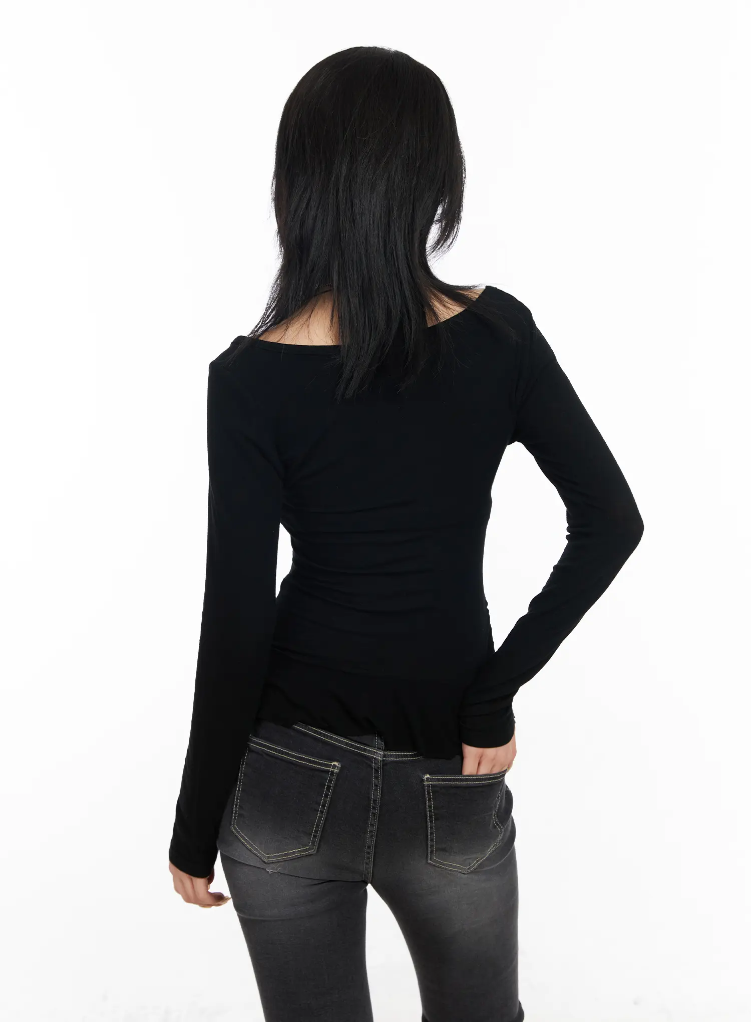 Asymmetric Ruffle Edge U-Neck Top CF527 - Image 7