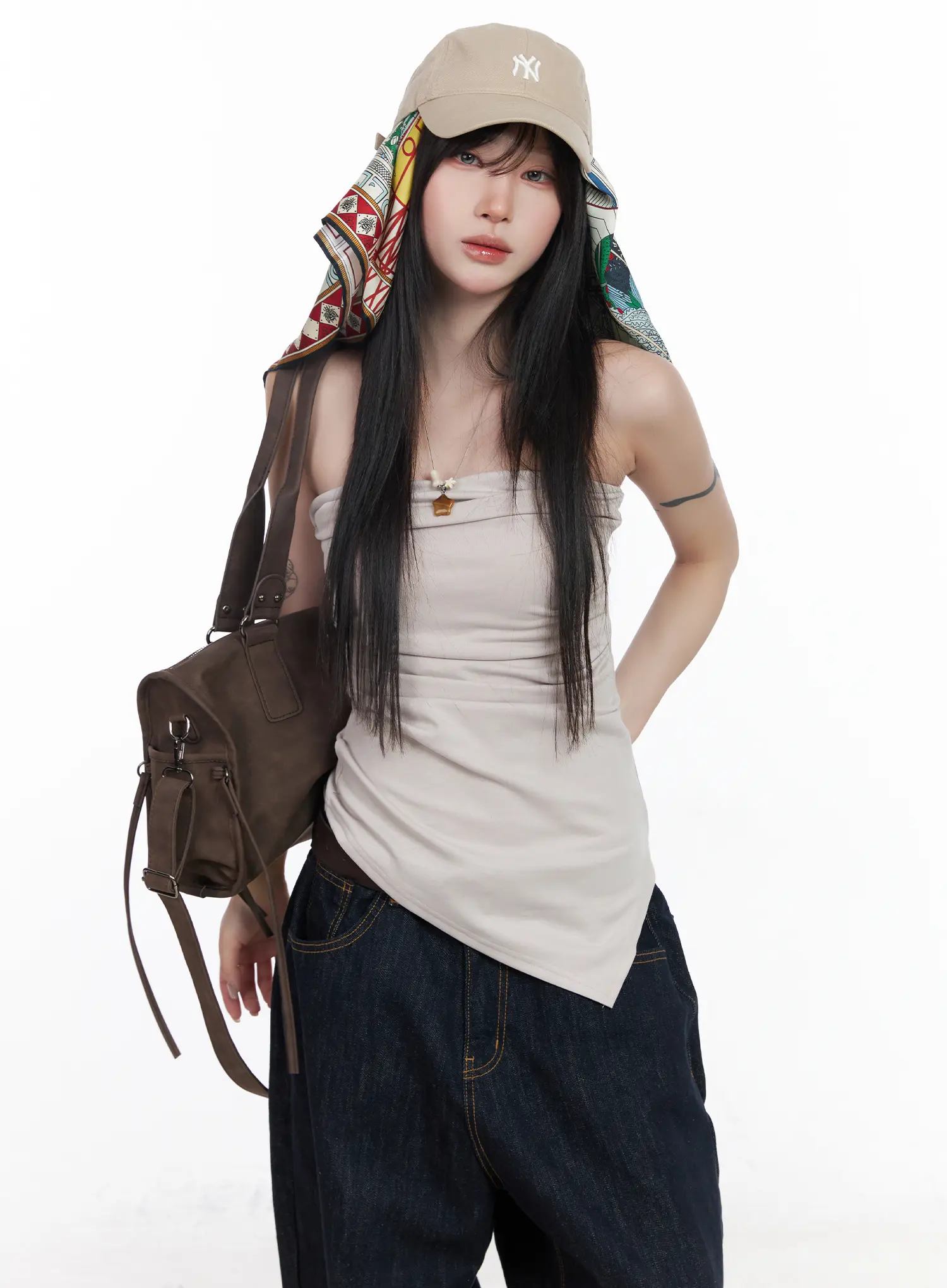 Asymmetric Shirred Tube Top CF523