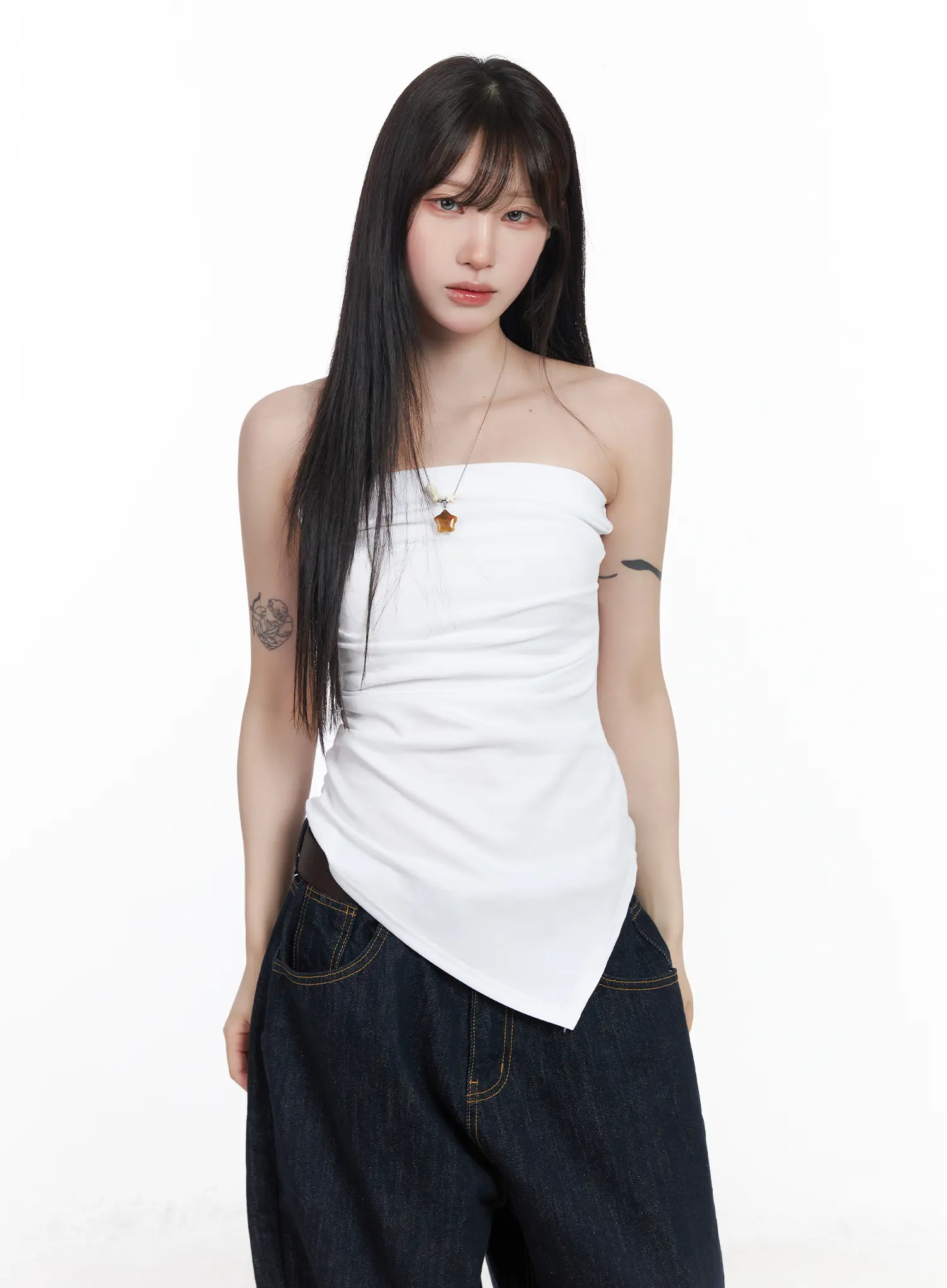 Asymmetric Shirred Tube Top CF523 - Image 10