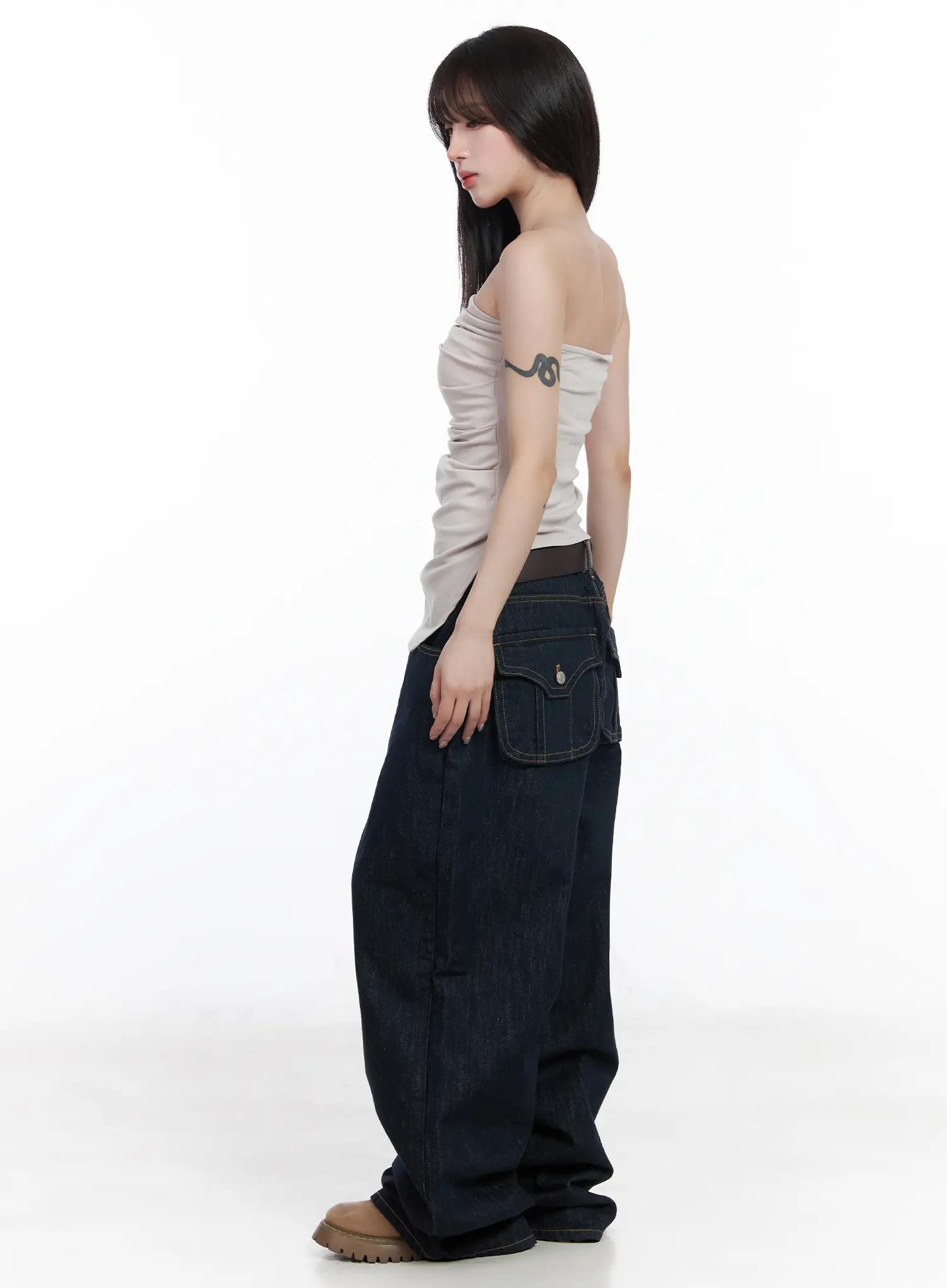 Asymmetric Shirred Tube Top CF523 - Image 4
