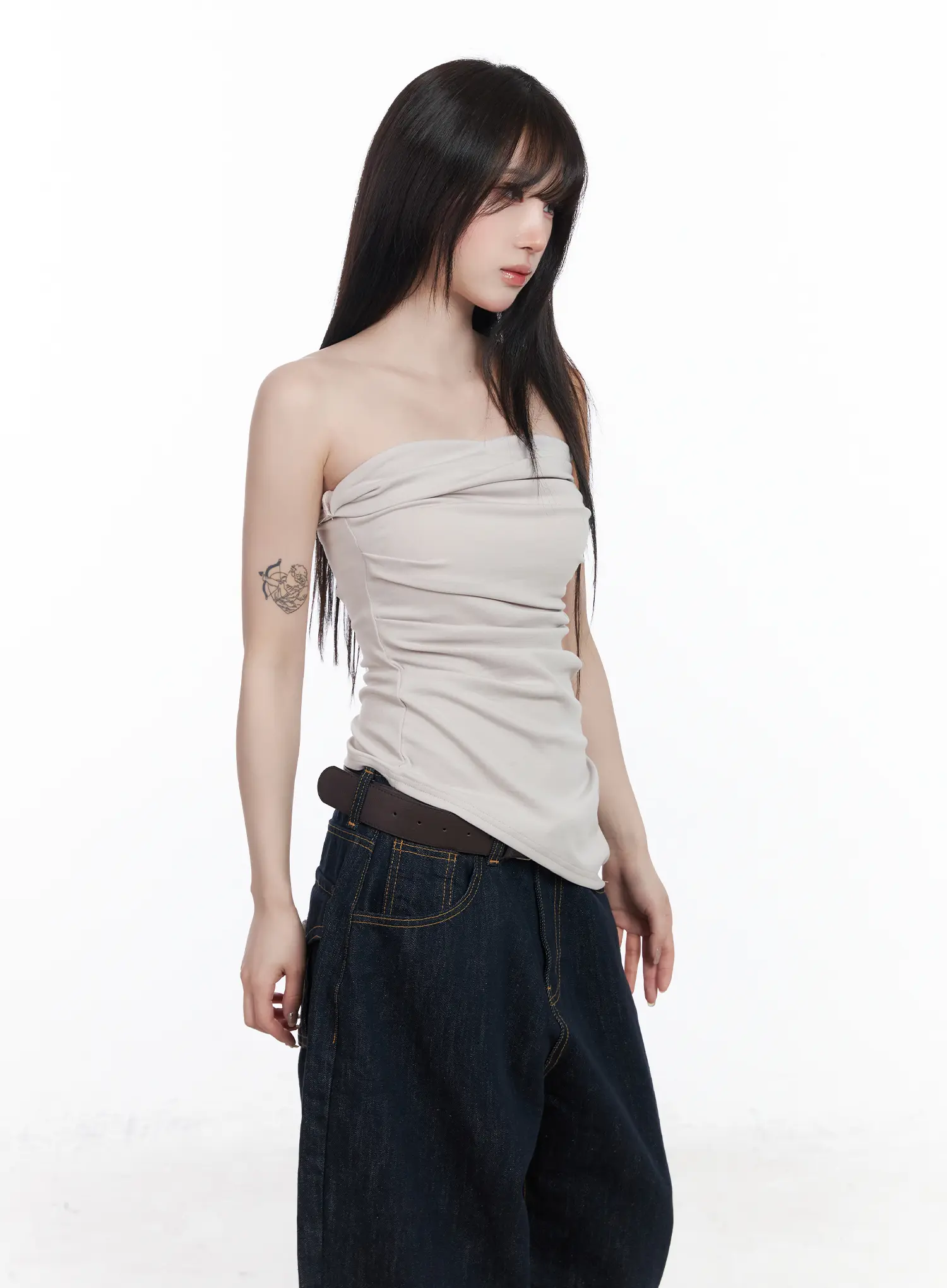 Asymmetric Shirred Tube Top CF523 - Image 6