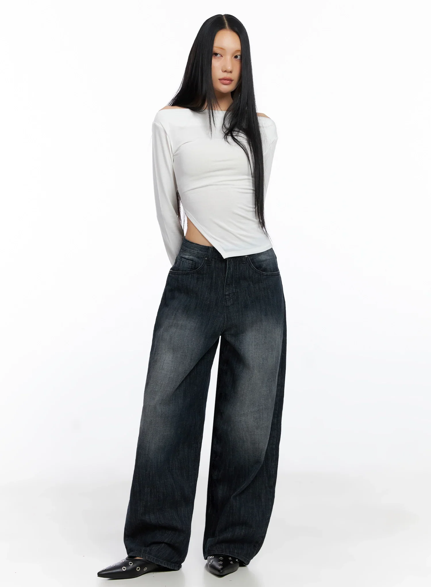 Asymmetric Side-Slit Off-Shoulder Top IO517 - Image 9
