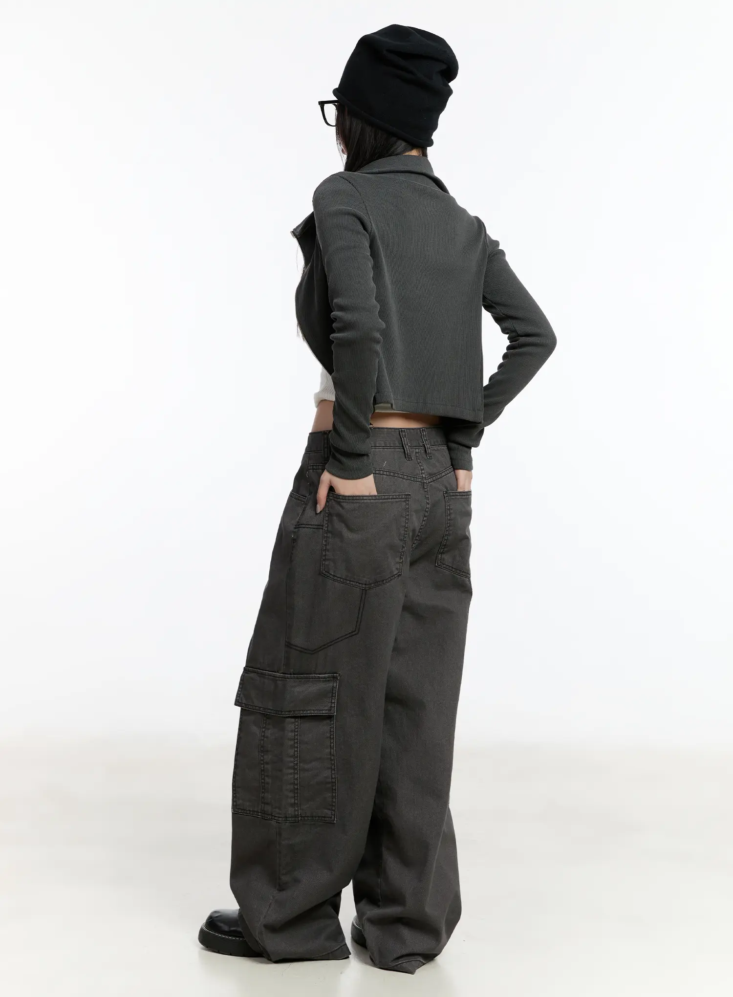 Asymmetric Zip Crop Jacket CM511 - Image 5