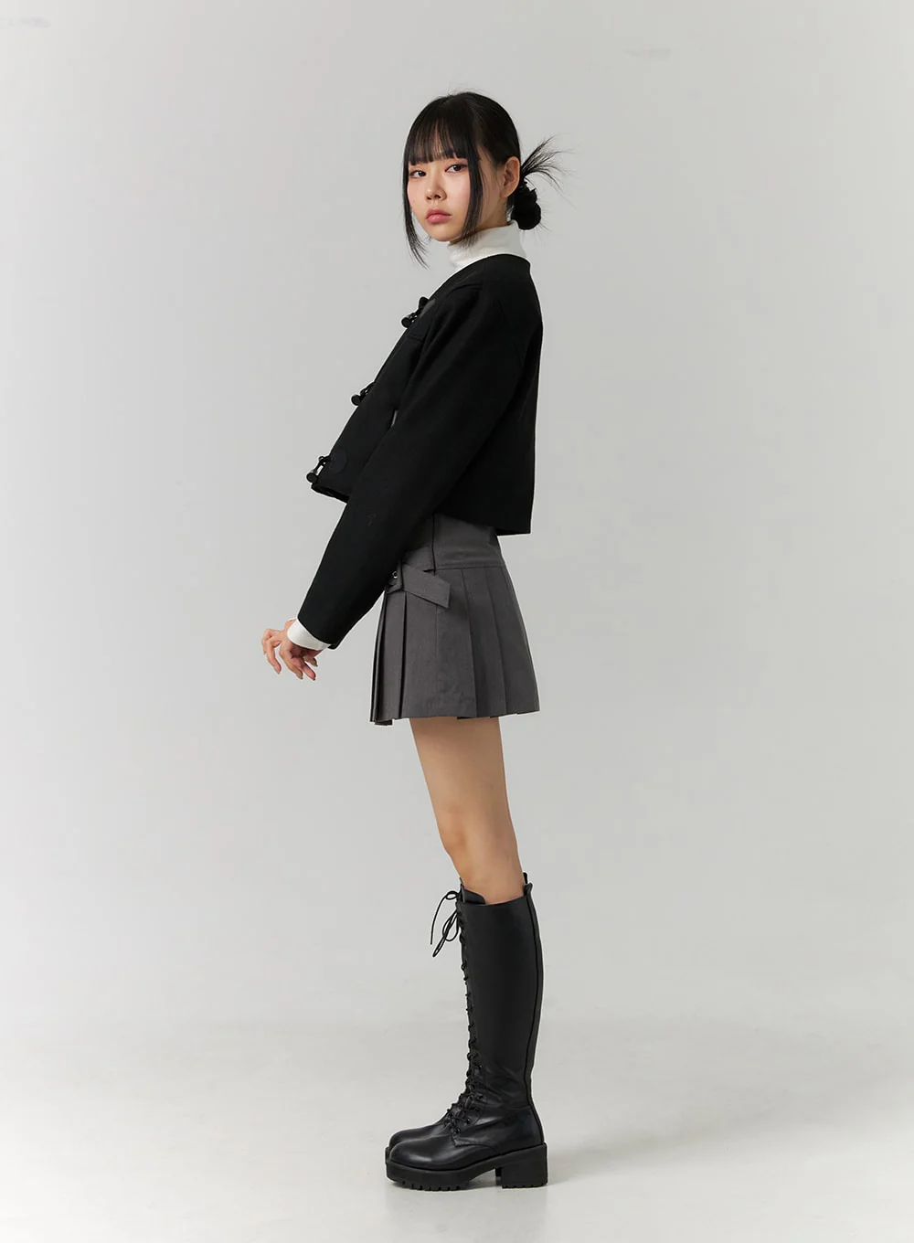 Asymmetrical Belt Pleated Mini Skirt CD308 - Image 3