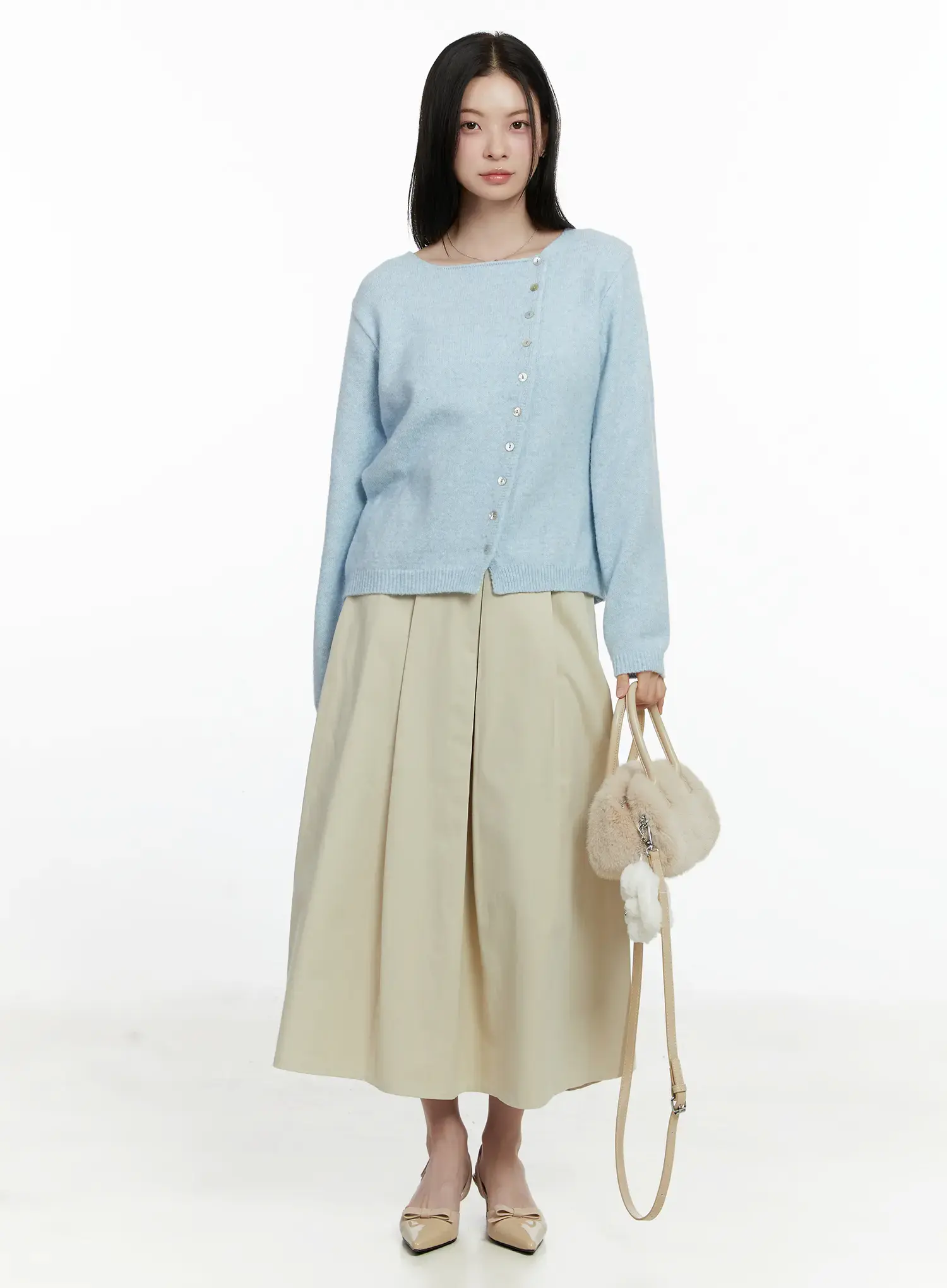 Asymmetrical Button Long Cardigan F502 - Image 3
