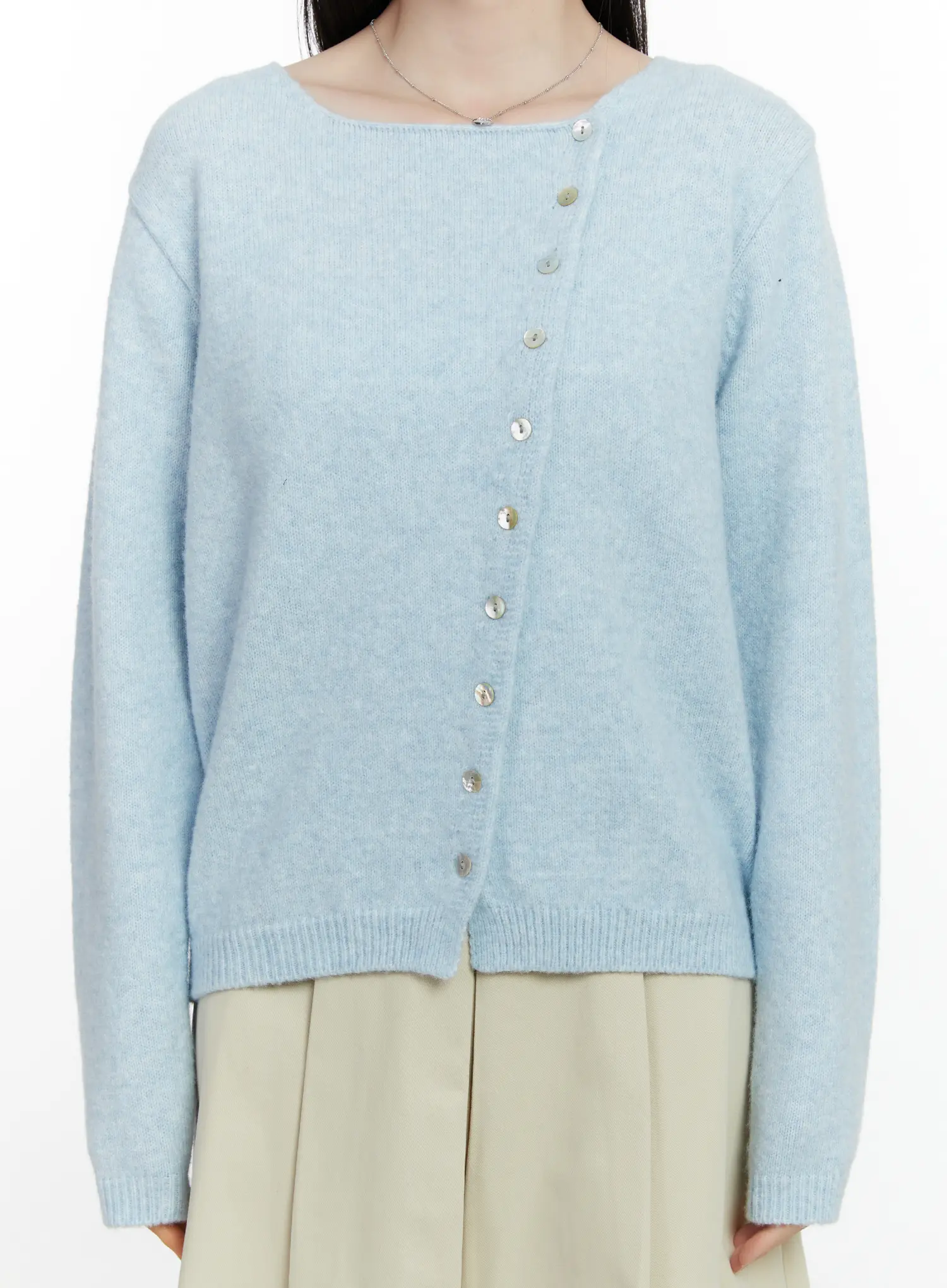 Asymmetrical Button Long Cardigan F502 - Image 4