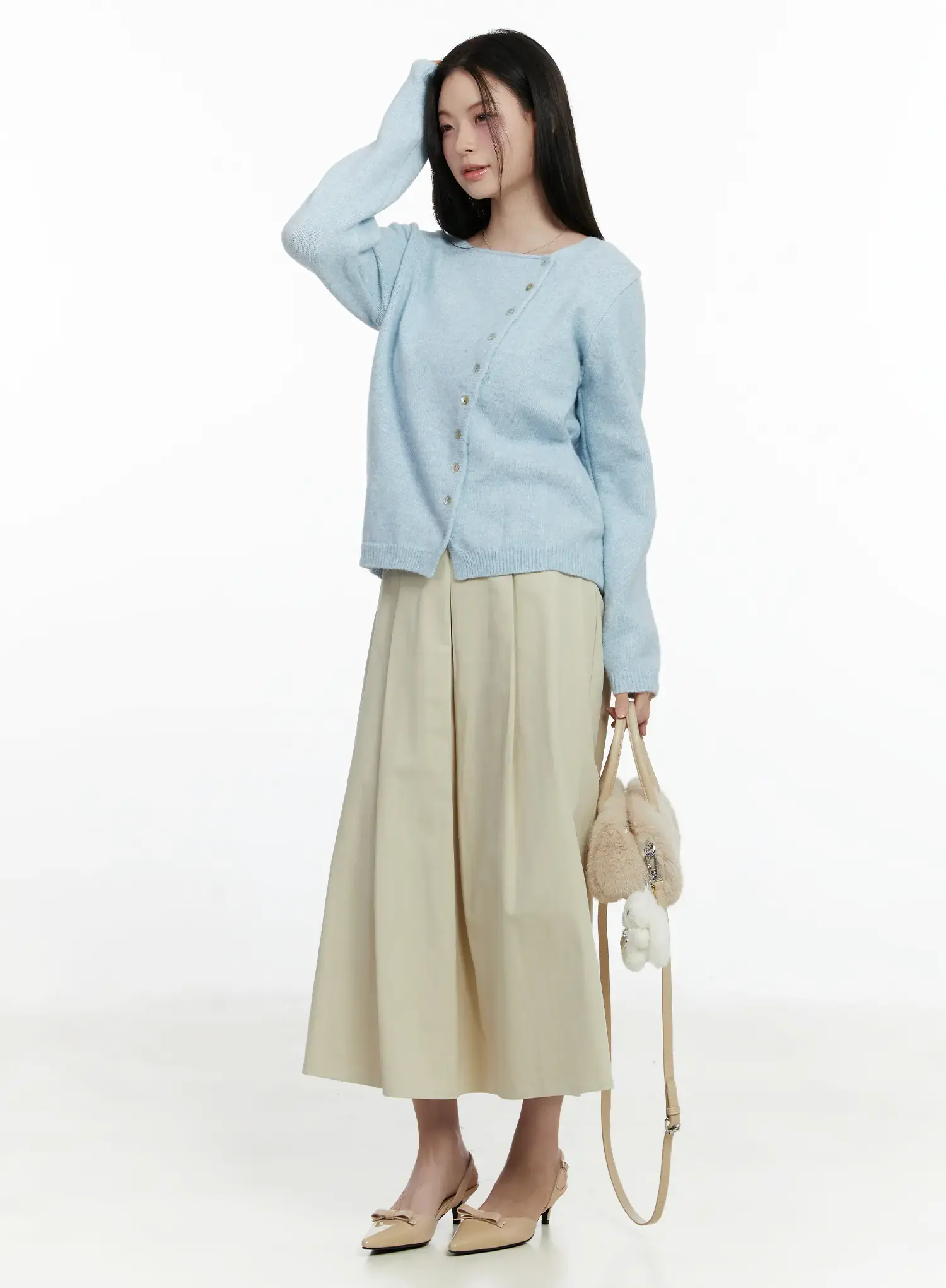 Asymmetrical Button Long Cardigan F502 - Image 7