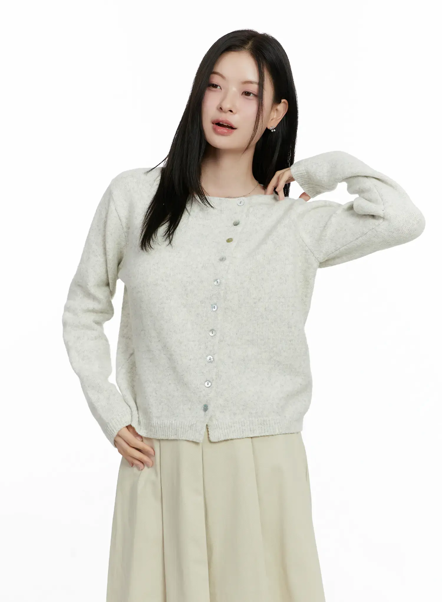 Asymmetrical Button Long Cardigan F502 - Image 9