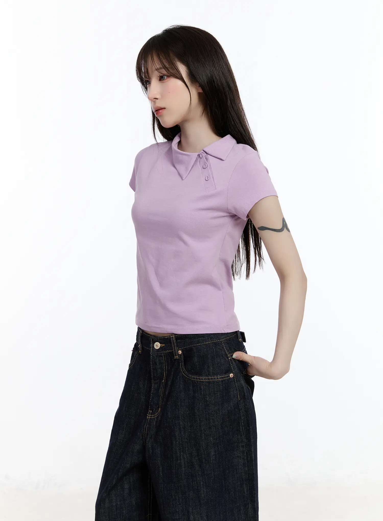 Asymmetrical Collar Short Sleeve Top CA501 - Image 6