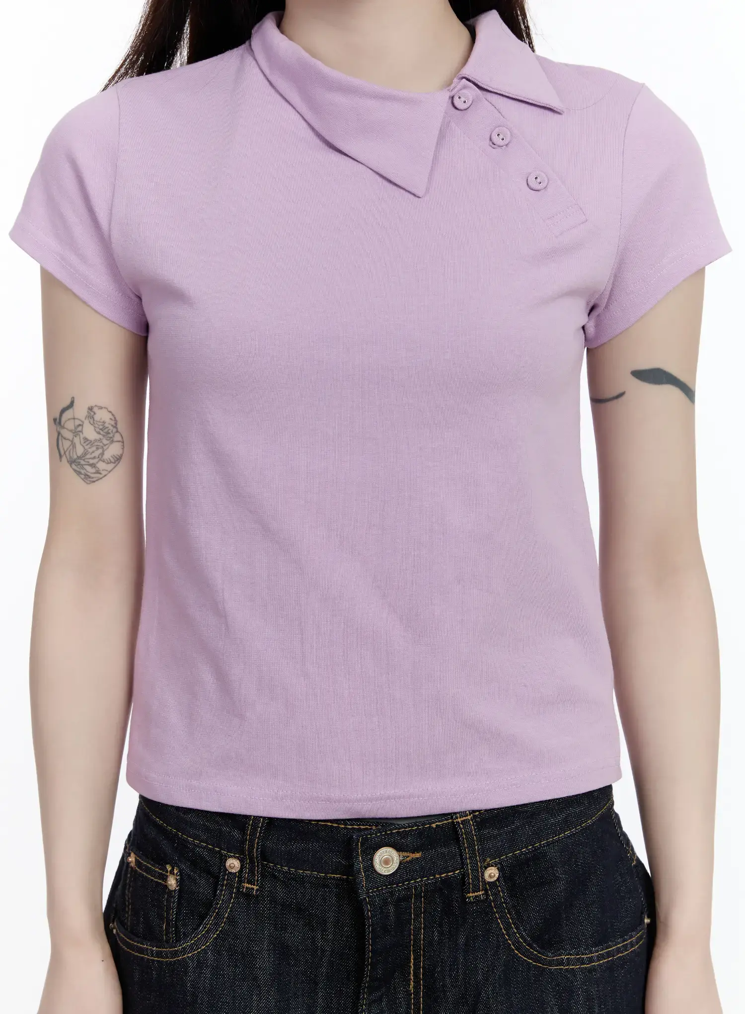Asymmetrical Collar Short Sleeve Top CA501 - Image 7