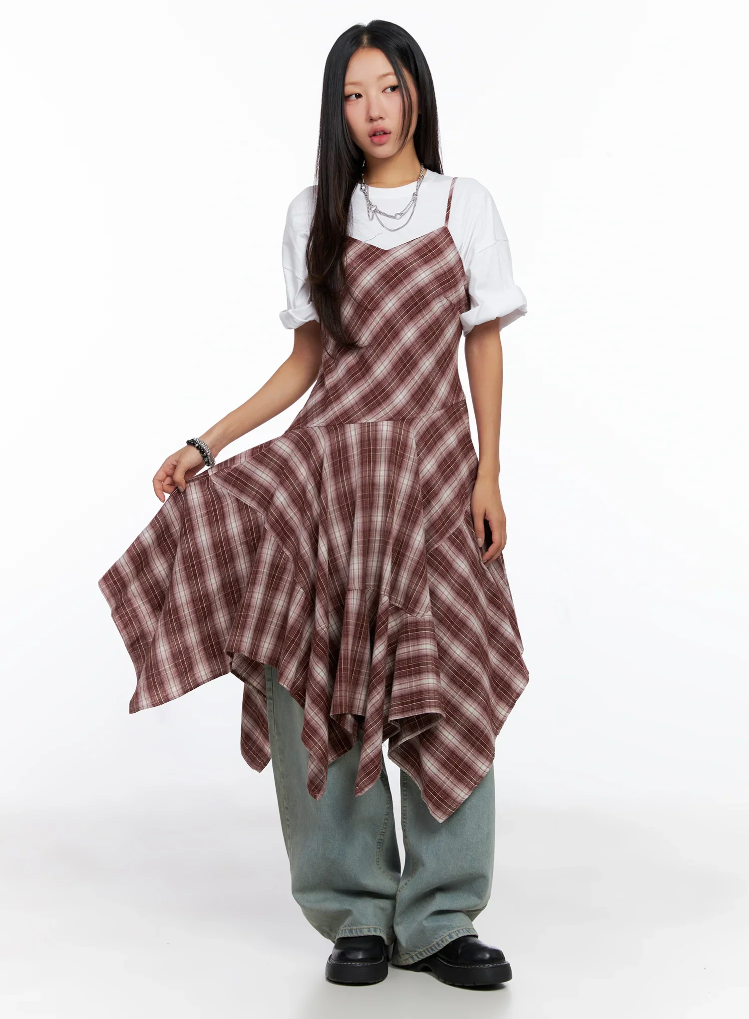 Asymmetrical Plaid Maxi Dress CO515 - Image 2