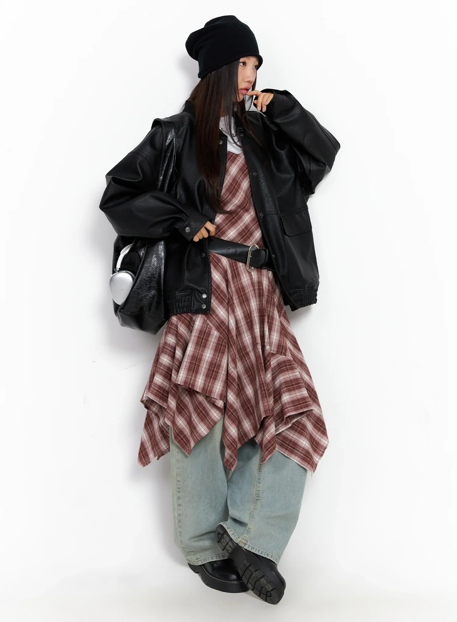 Asymmetrical Plaid Maxi Dress CO515 - Image 5