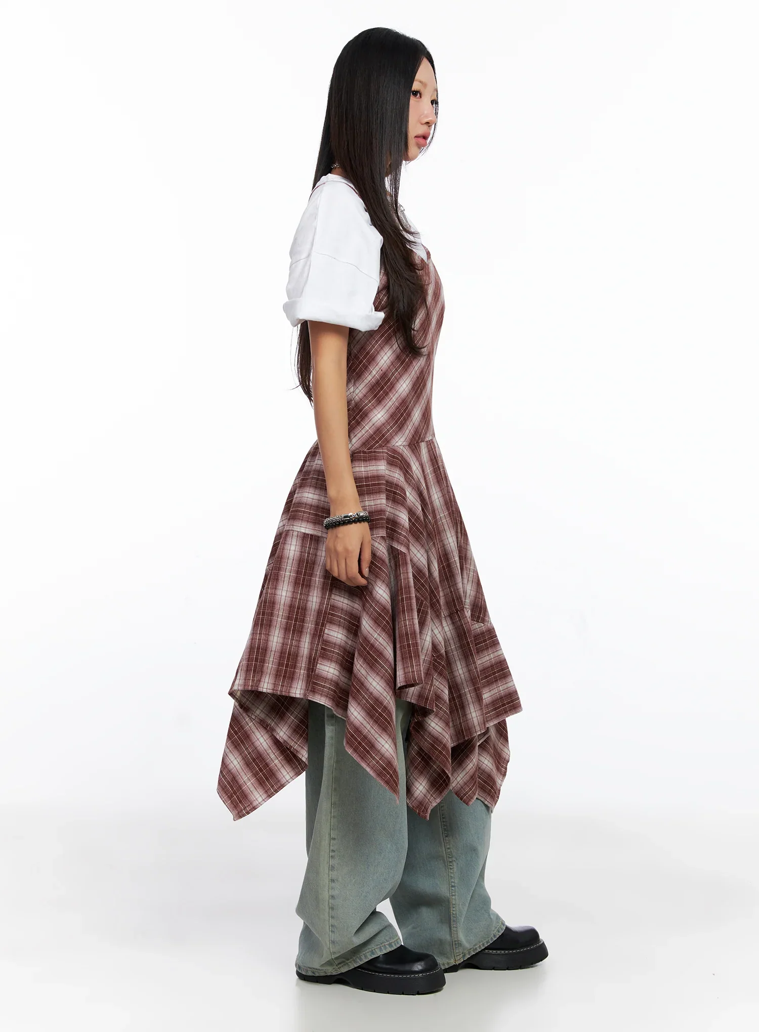 Asymmetrical Plaid Maxi Dress CO515 - Image 6