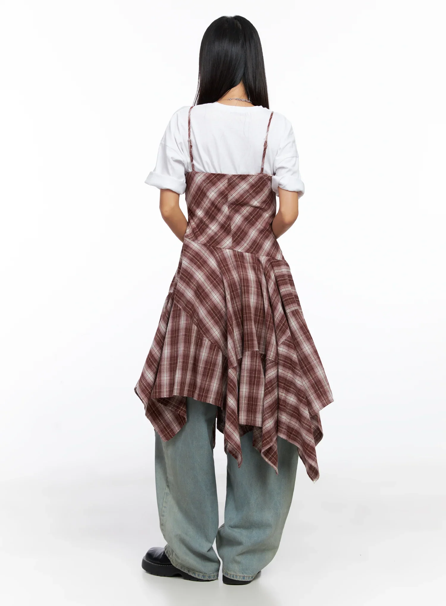Asymmetrical Plaid Maxi Dress CO515 - Image 7