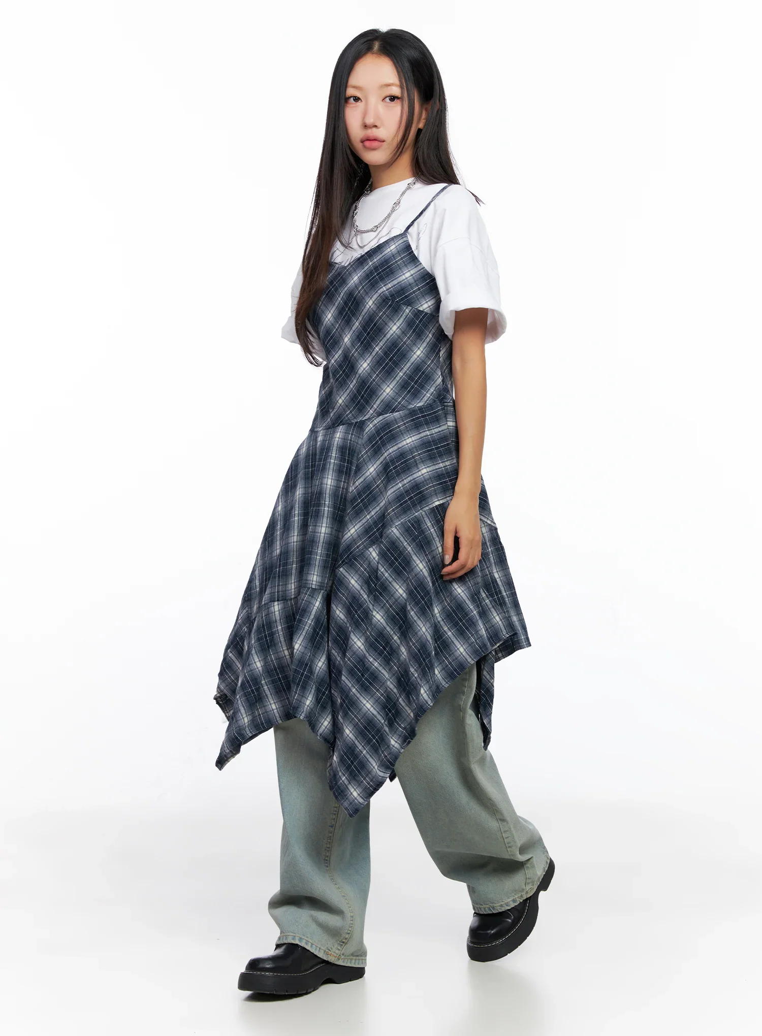 Asymmetrical Plaid Maxi Dress CO515 - Image 8