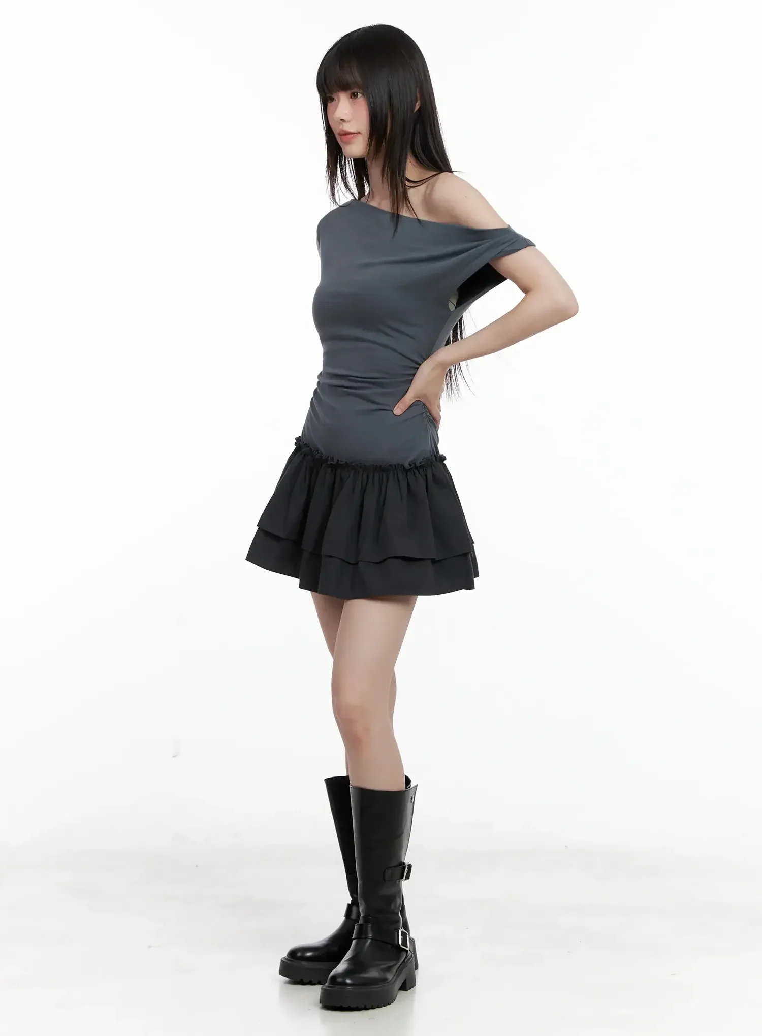 Asymmetrical Ruffle Off-Shoulder Dress IL531 - Image 18
