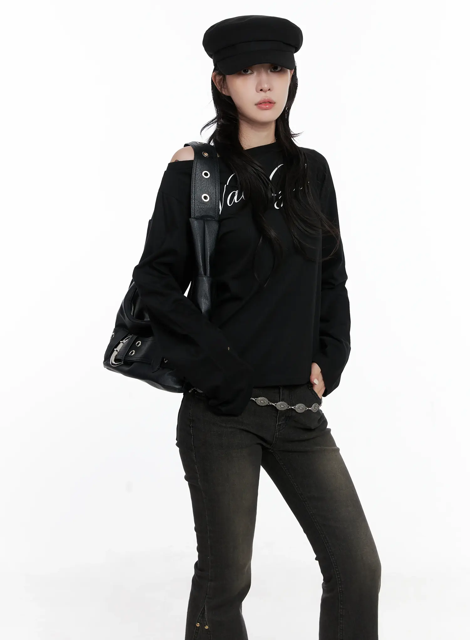Asymmetrical Shoulder Long Sleeve Top CS512 - Image 8