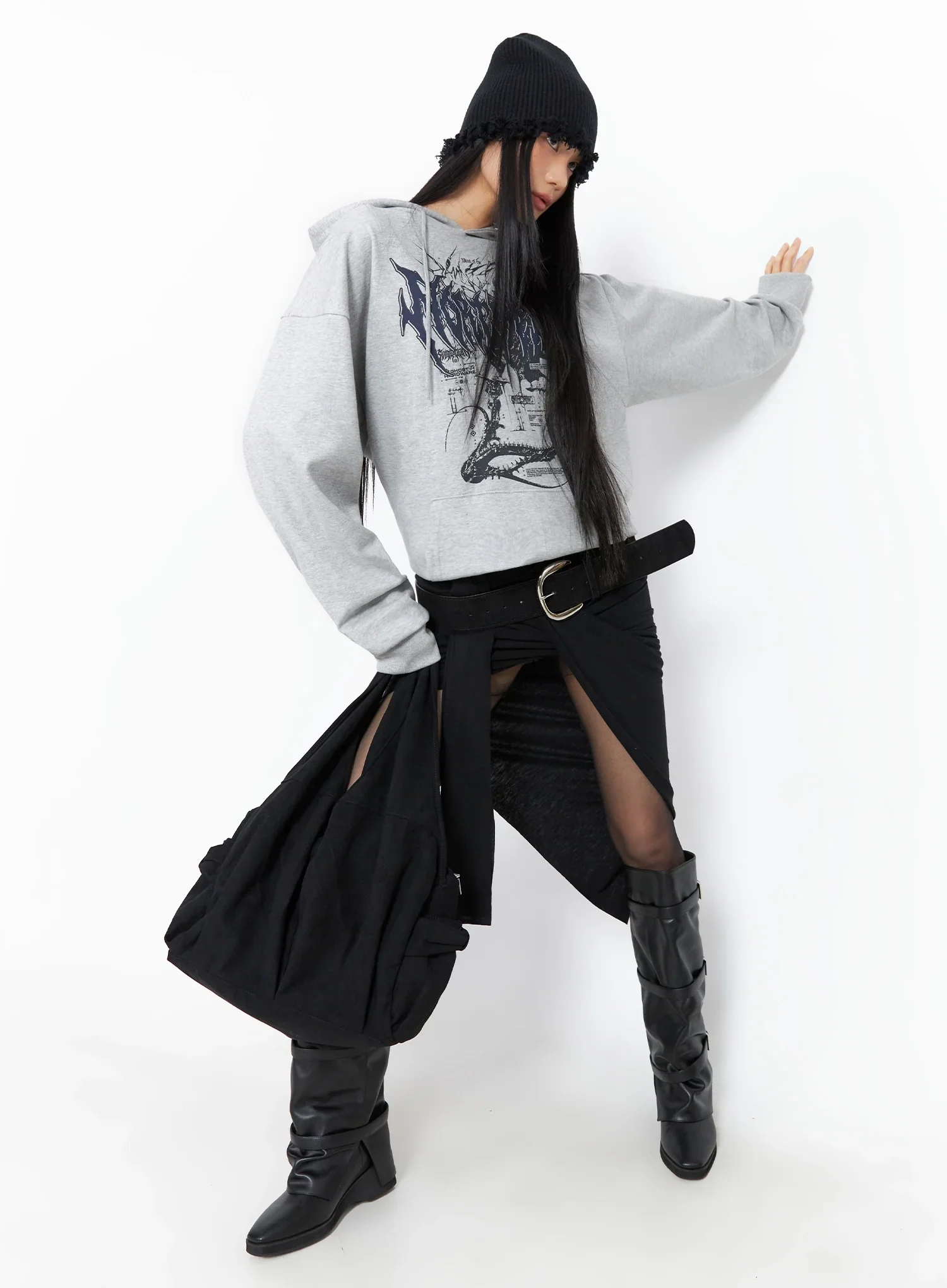 Asymmetrical Slit Midi Skirt IO516 - Image 2