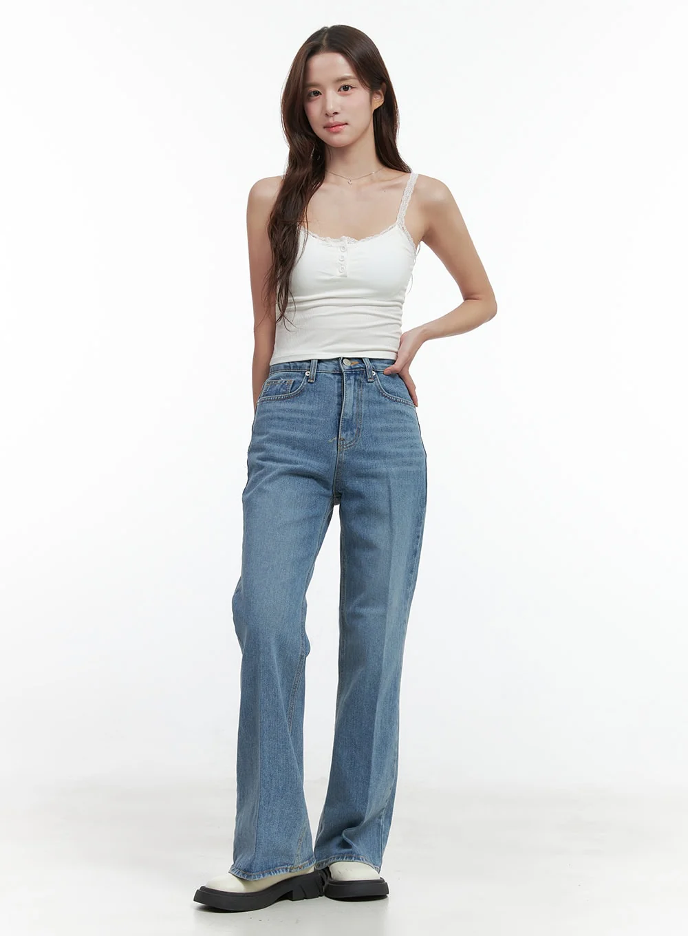 Aubrey Washed Classic Straight-Fit Jeans OO421 - Image 4