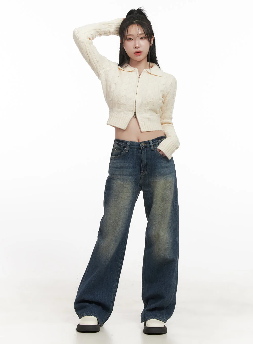 Audrey Washed Wide-Leg Jeans CJ516 - Image 2