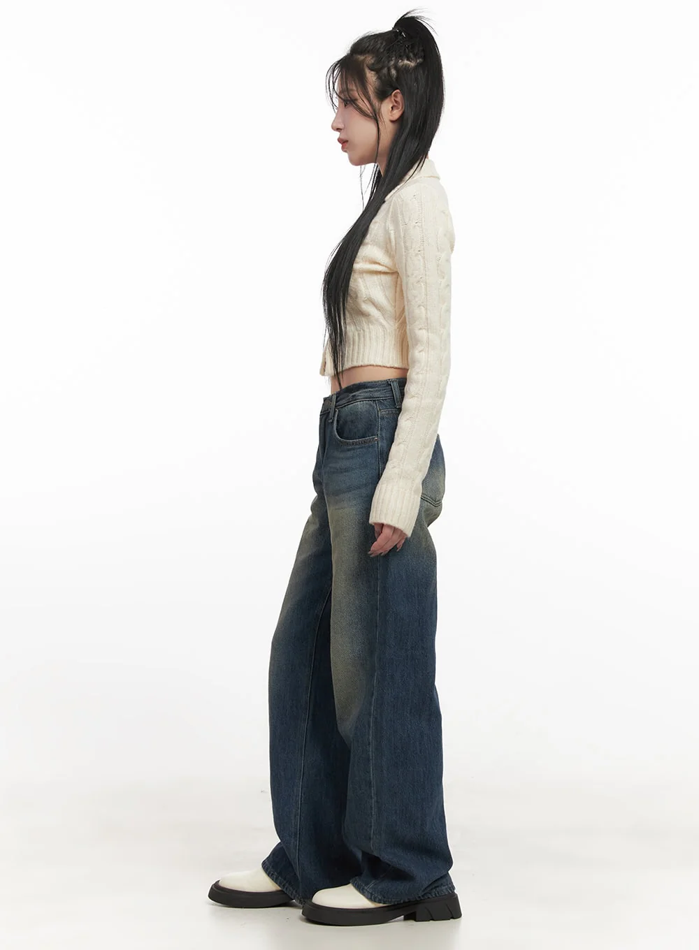 Audrey Washed Wide-Leg Jeans CJ516 - Image 3