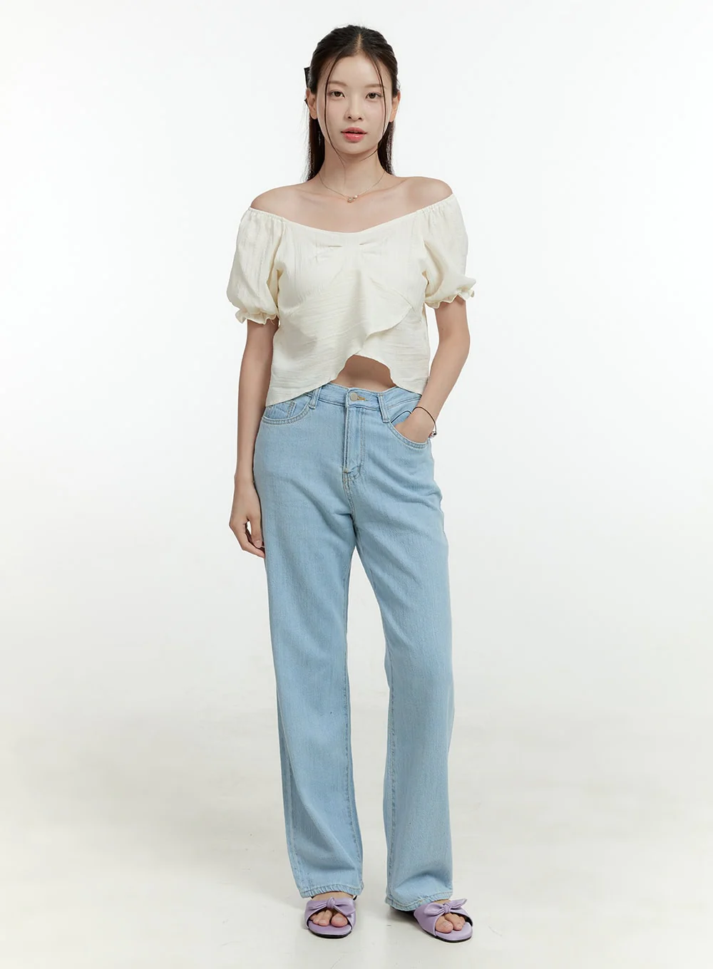 Ava Light Washed Straight Jeans OL430 - Image 3