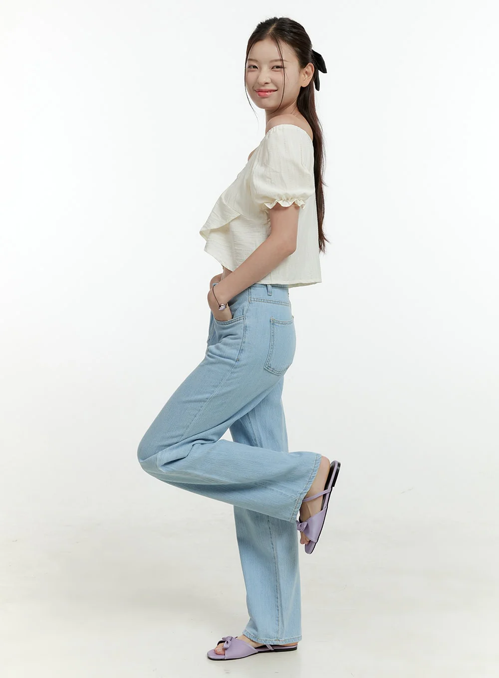 Ava Light Washed Straight Jeans OL430 - Image 4