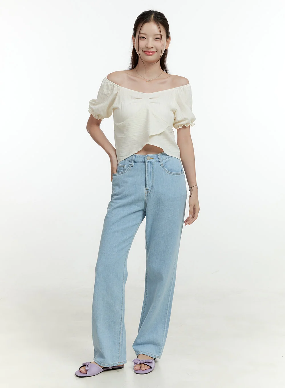 Ava Light Washed Straight Jeans OL430 - Image 6