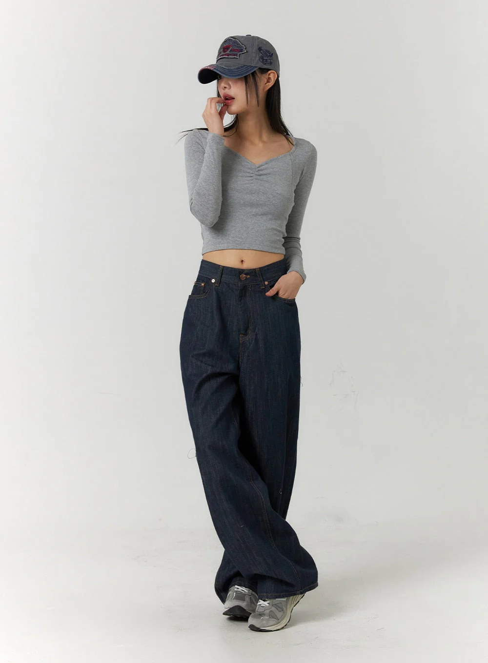 Back Button Wide Leg Jeans CF407 - Image 7