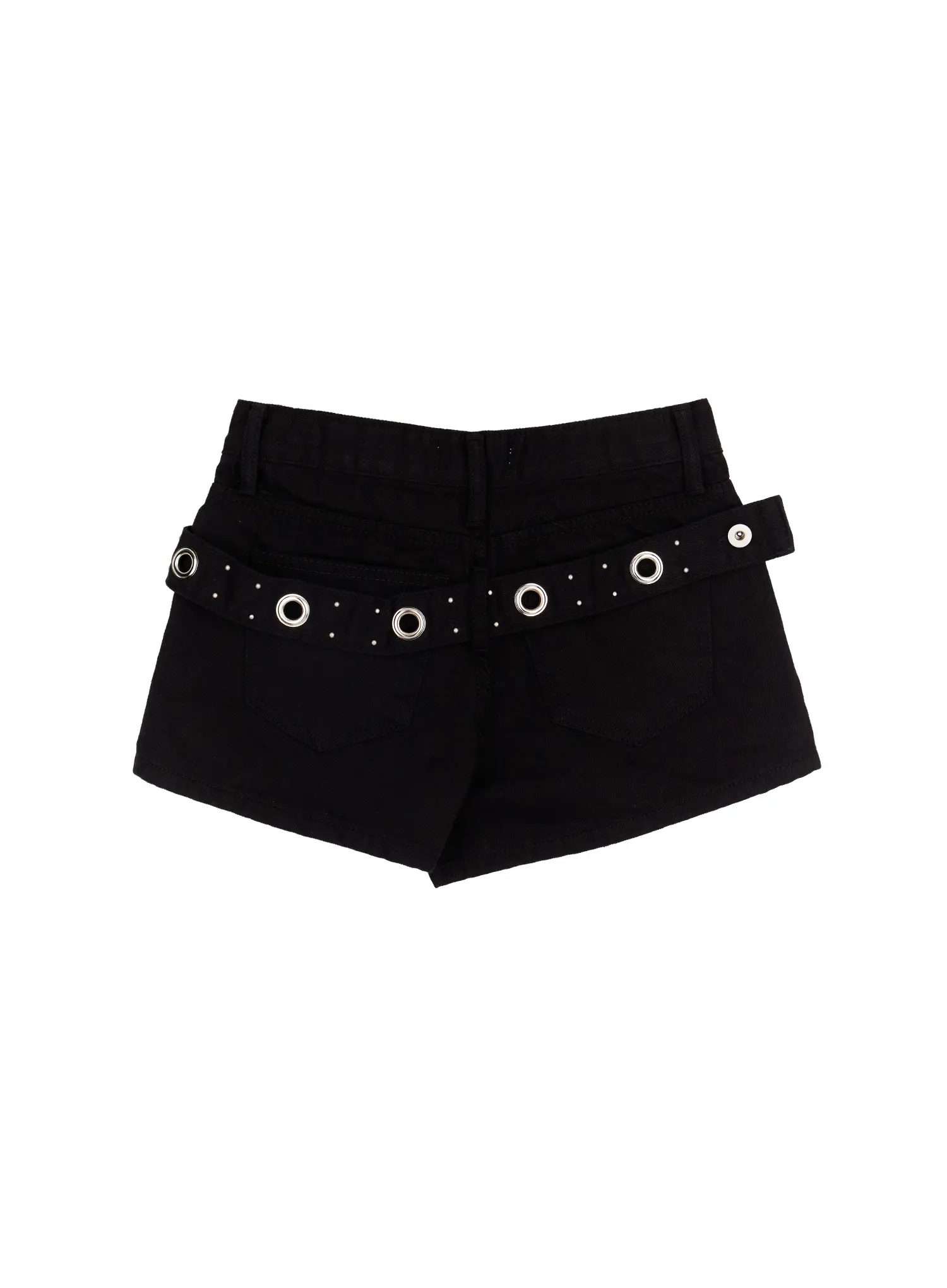 Back Eyelet Belt Detail Cotton Shorts CA507 - Image 11