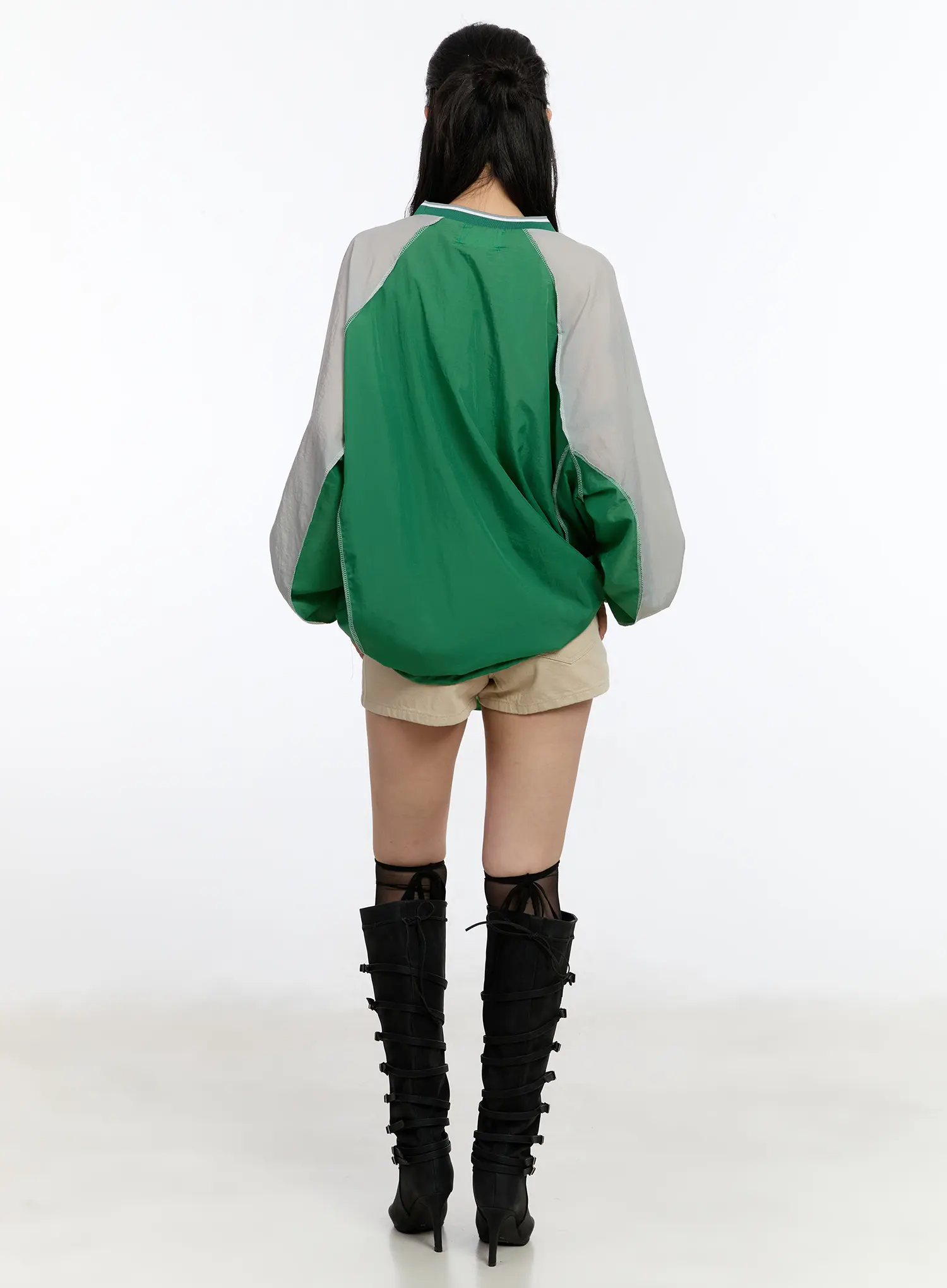 Back Eyelet Belt Detail Cotton Shorts CA507 - Image 7