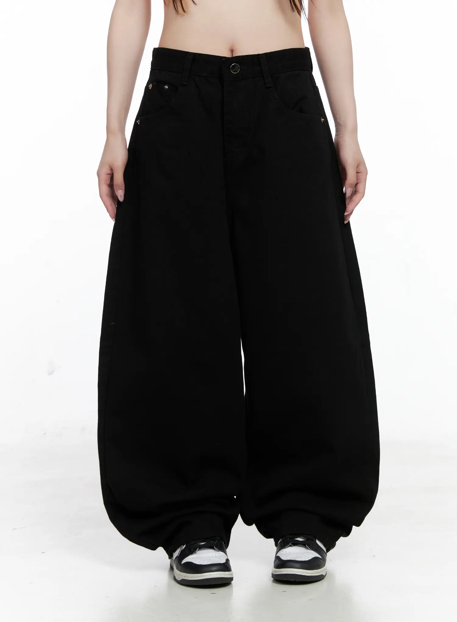 Baggy Black Graphic Cotton Pants CO521 - Image 3