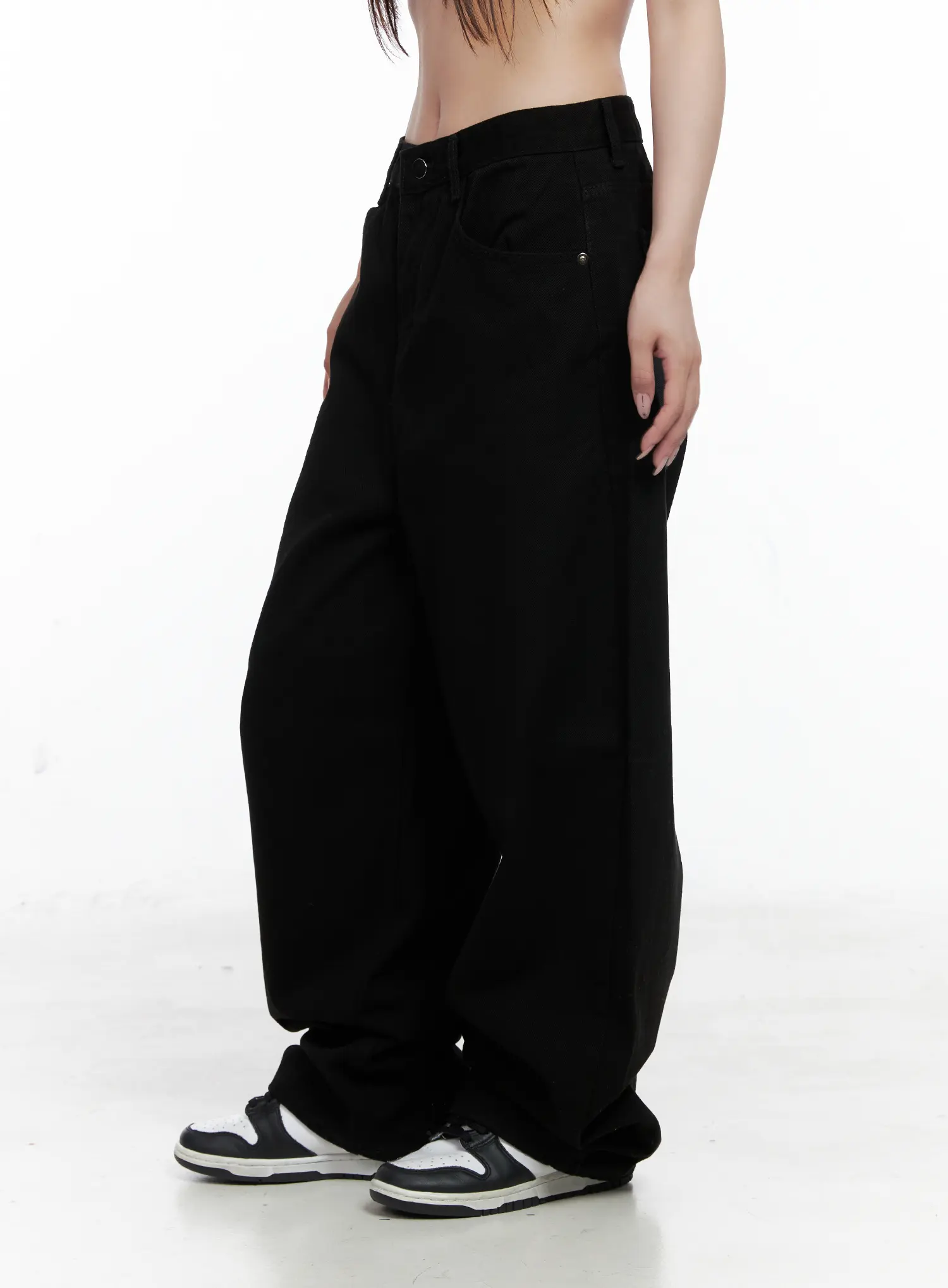 Baggy Black Graphic Cotton Pants CO521 - Image 4