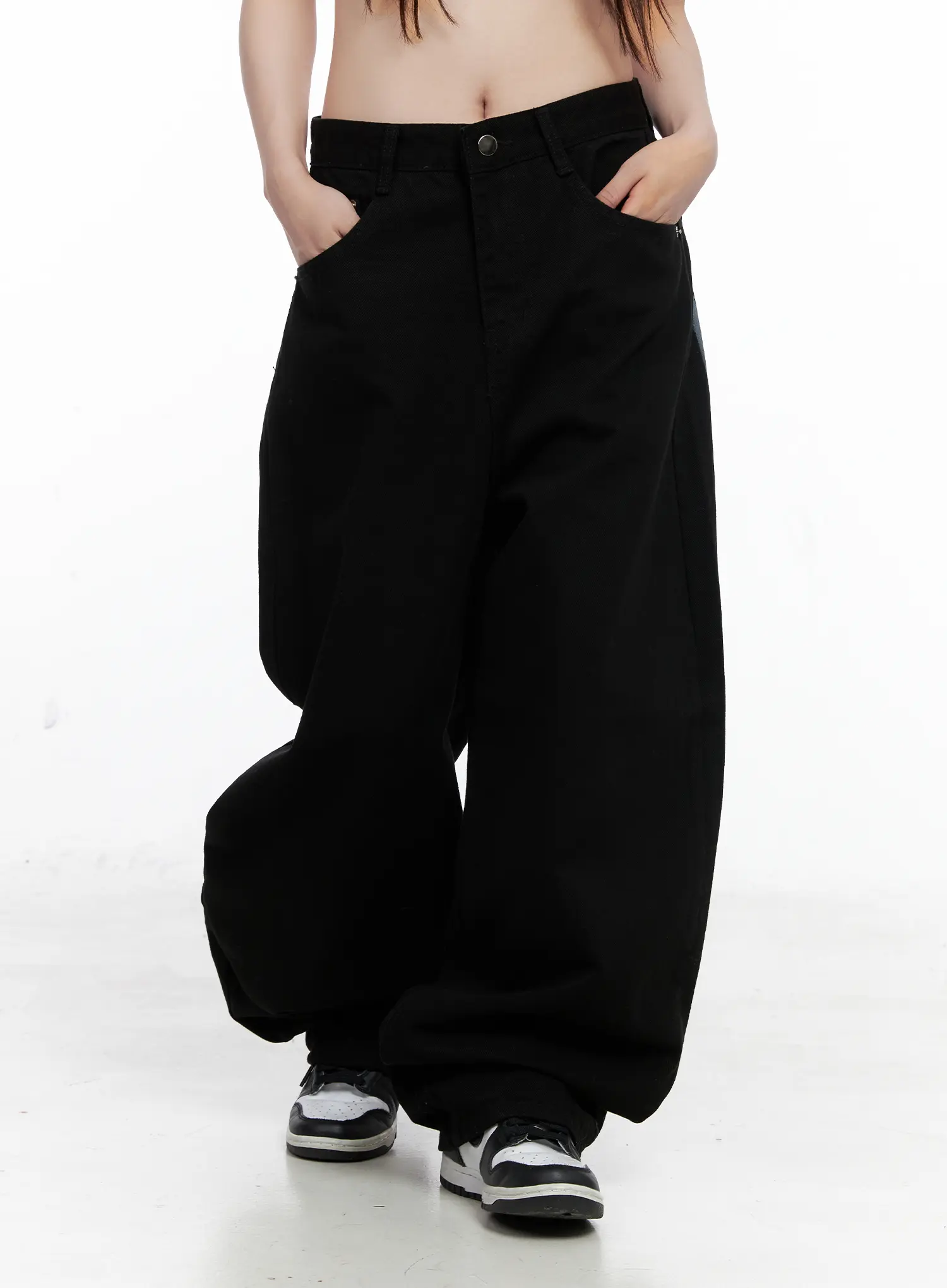 Baggy Black Graphic Cotton Pants CO521 - Image 9