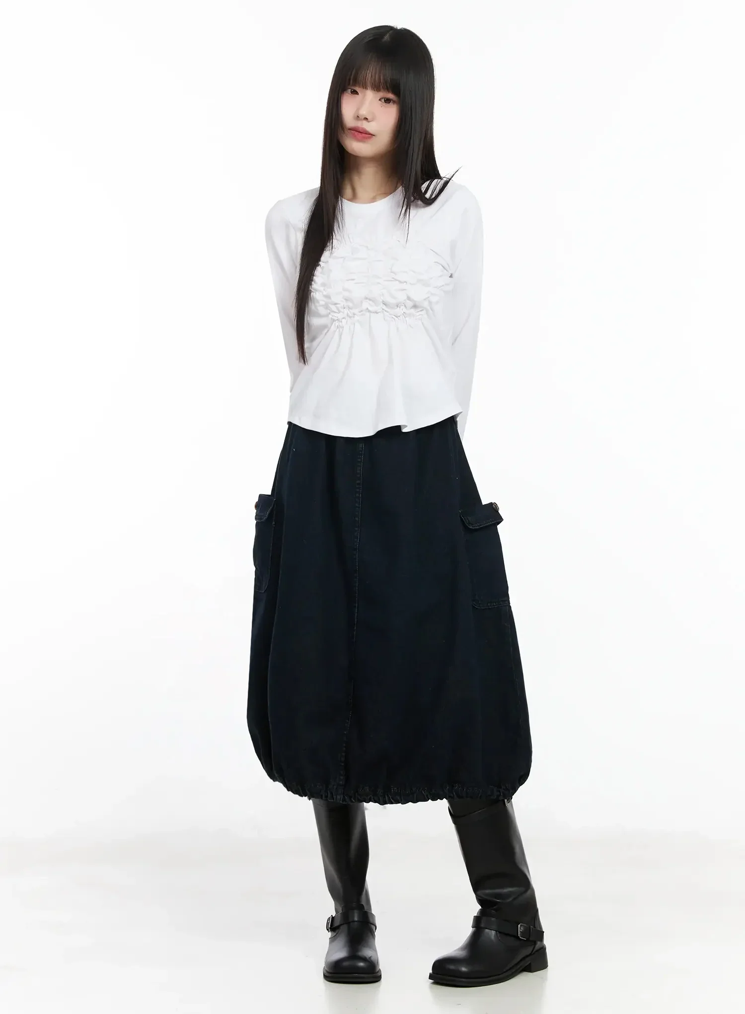 Balloon Denim Skirt IM530 - Image 7