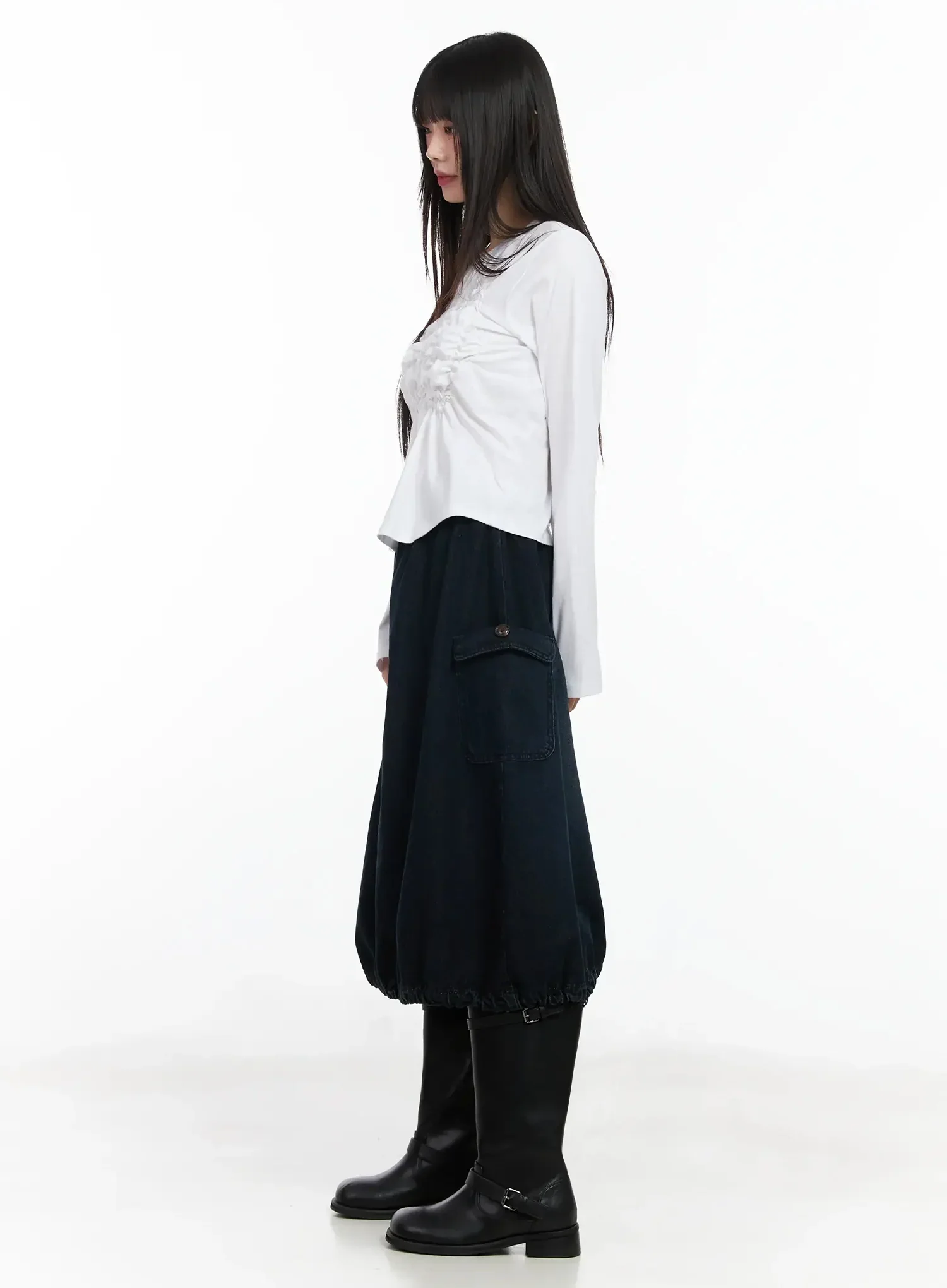 Balloon Denim Skirt IM530 - Image 8