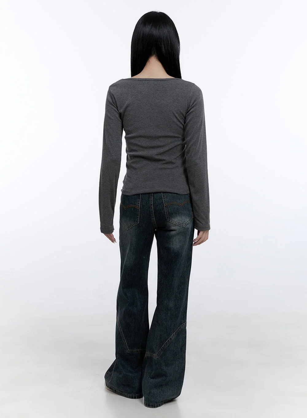 Barbara Washed Wide Leg Jeans CD420 - Image 5