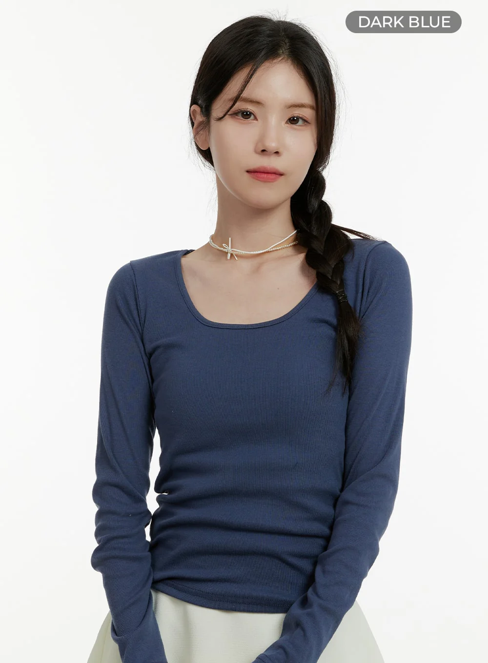 Basic Cotton U Neck Long Sleeve Tee OA405 - Image 7